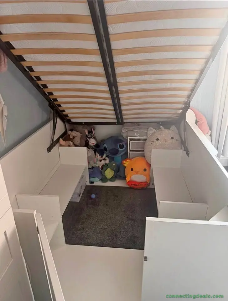 Double cabin bed with storage and mattress