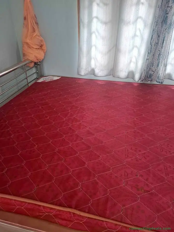 Metal Bed Frame with Red Mattress