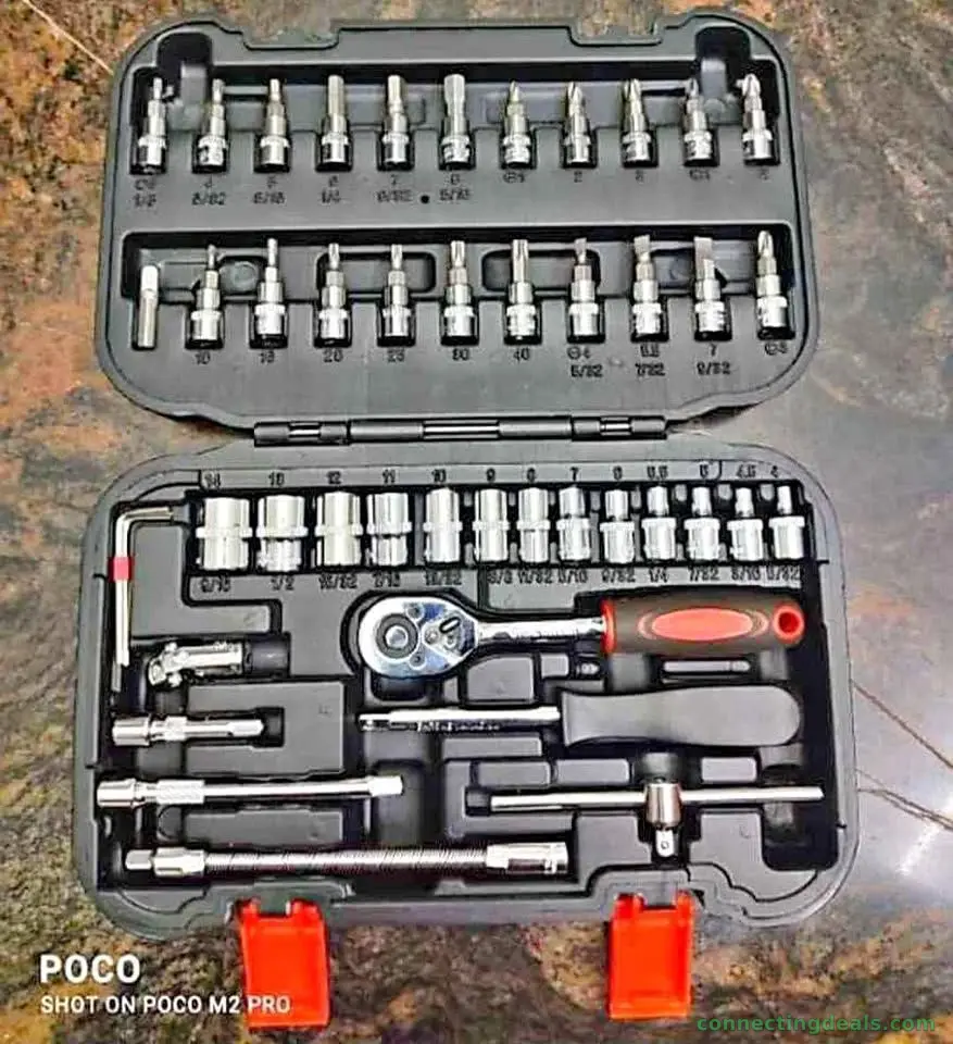 46 Pieces Drive Socket Set Auto Repair Hand