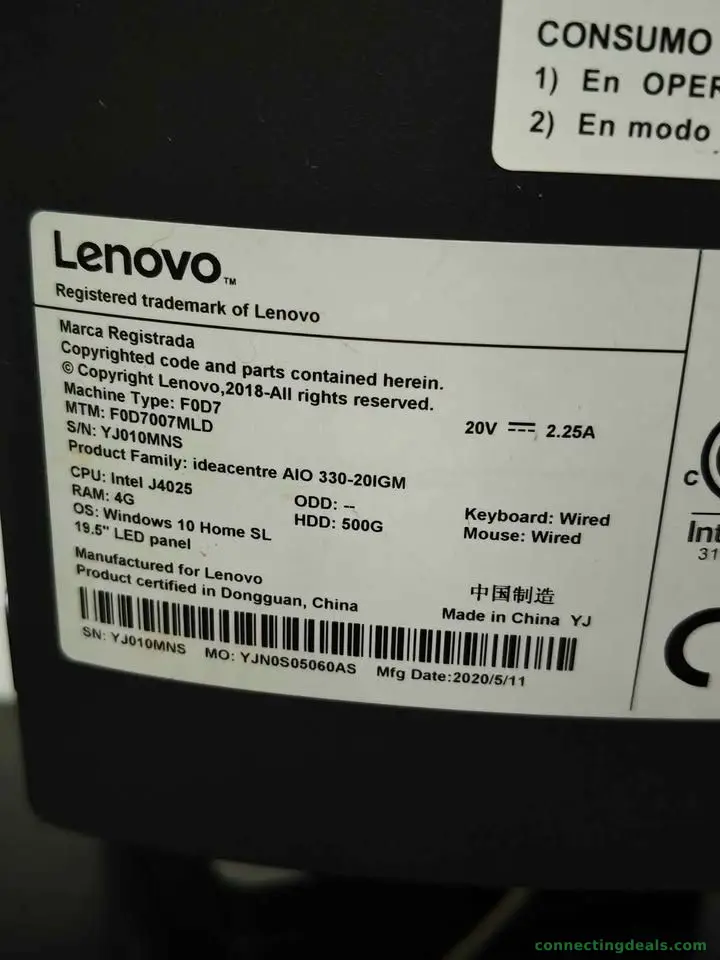 PC Lenovo 19.5"