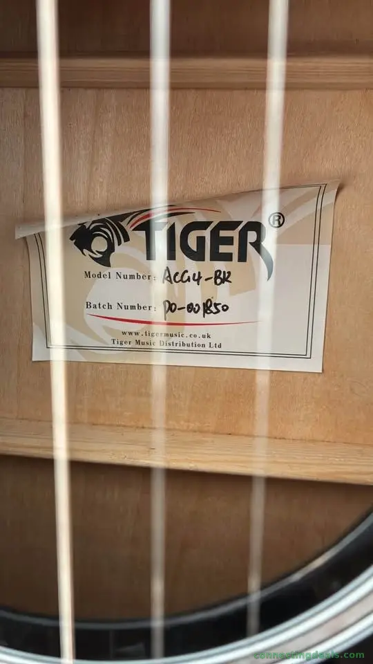Black cut-out Acoustic Tiger Guitar with Pickups