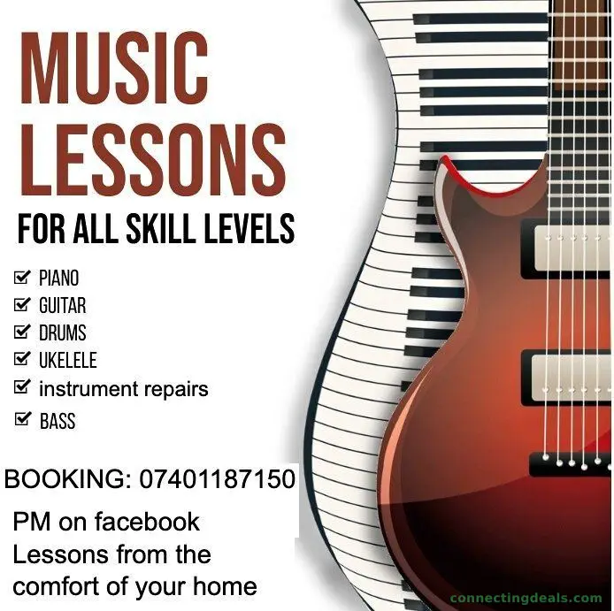 Guitar, drums, piano lessons