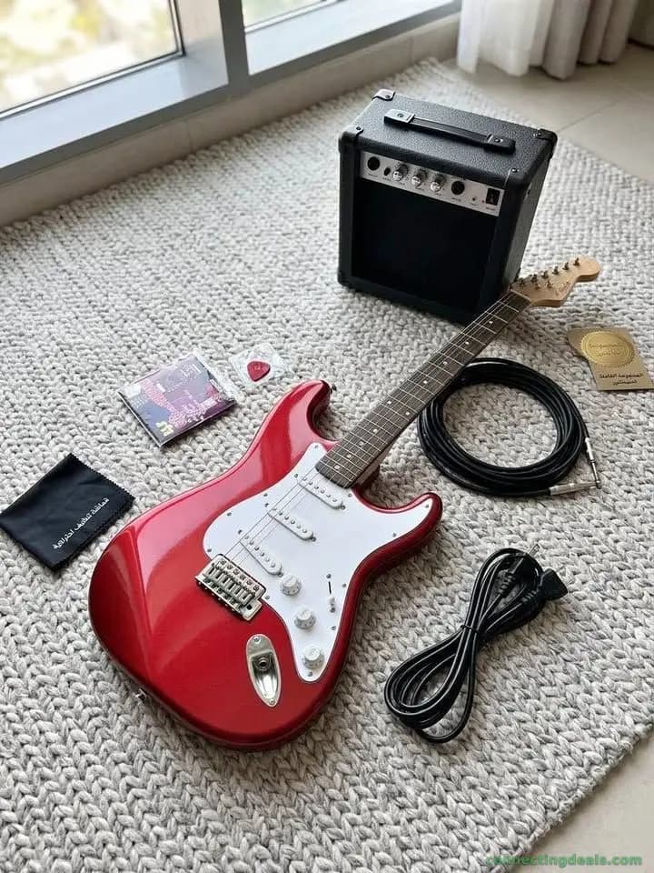 قيطار كهربائي (Guitare Électrique) حمراء + مضخم