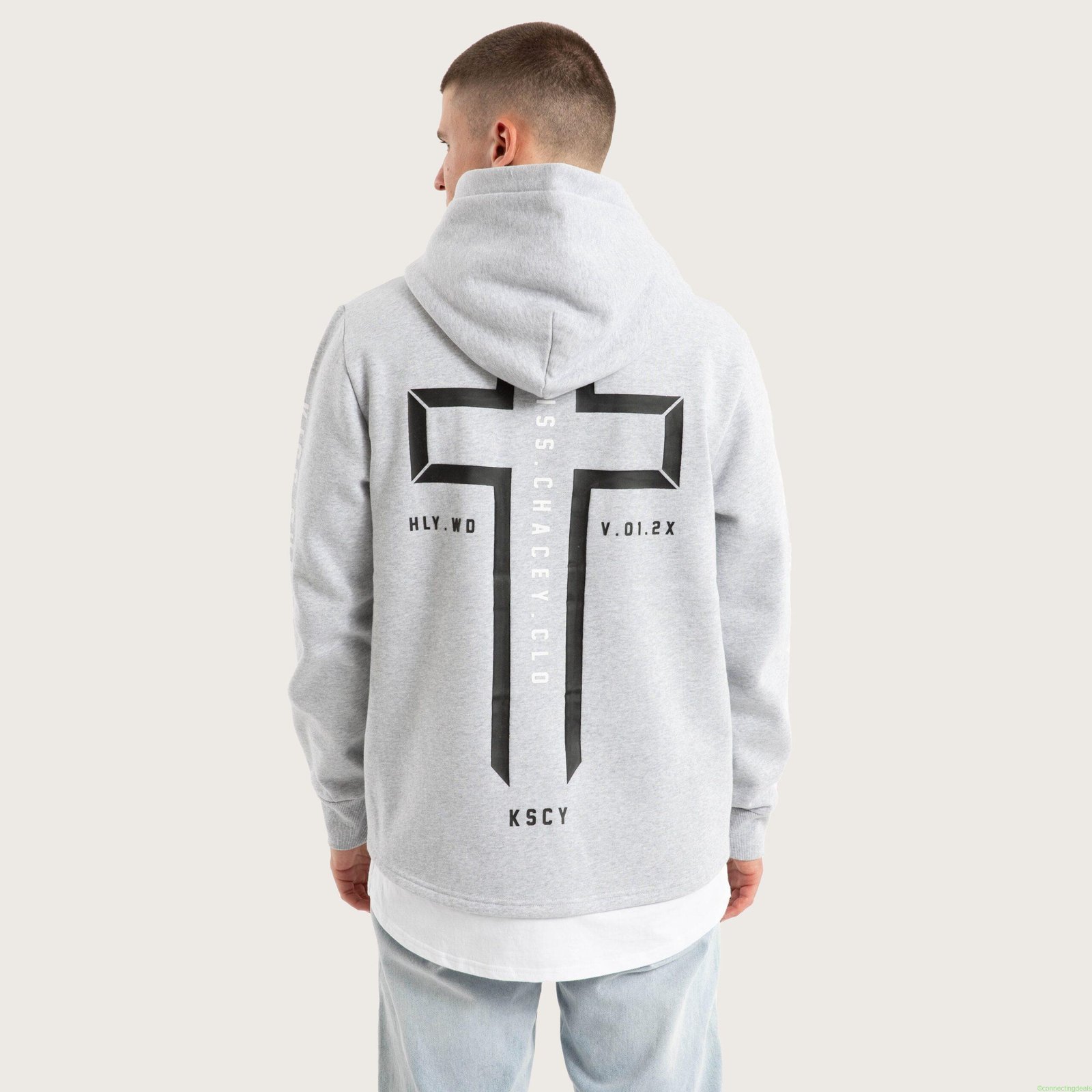 Trace Layered Hoodie Grey Marle