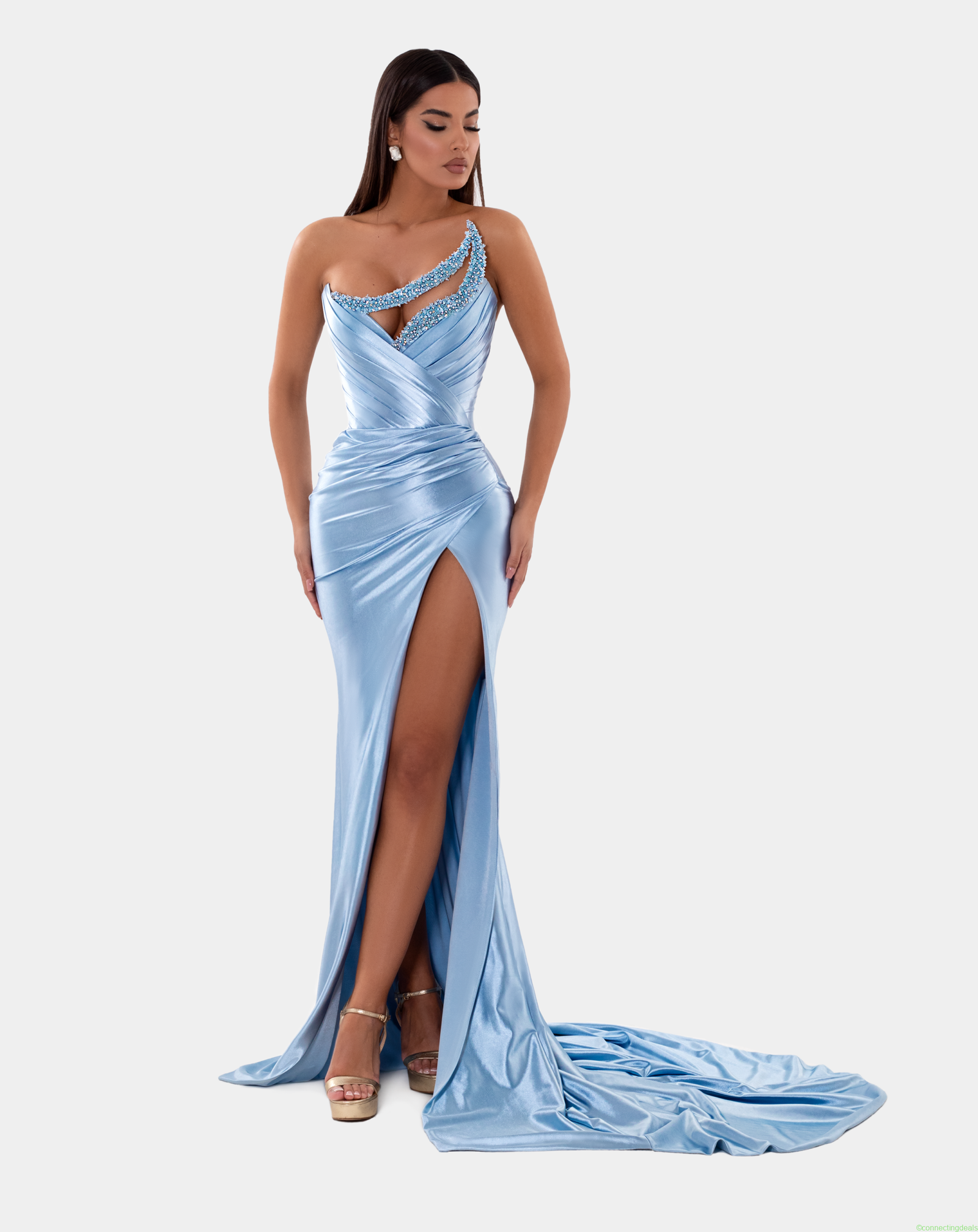BABY BLUE DRAPED DRESS