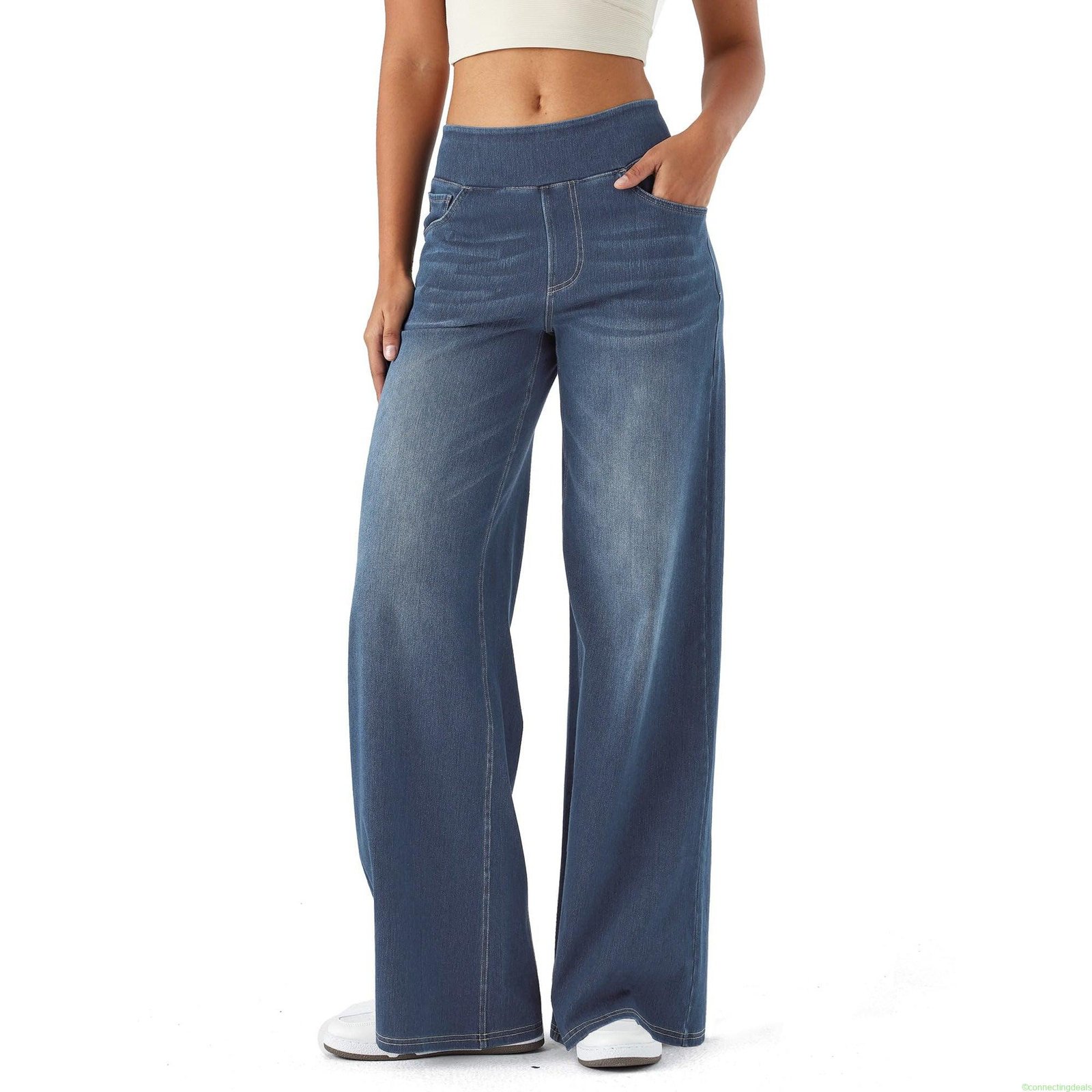 SHOWITTY Womens High-Waisted Wide-Leg