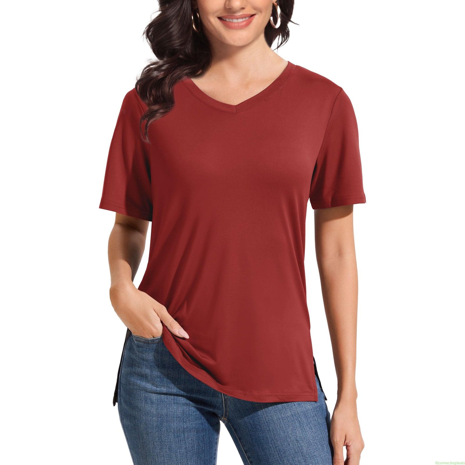 SHOWITTY Comfy V-Neck Short Sleeve Tee – Loose