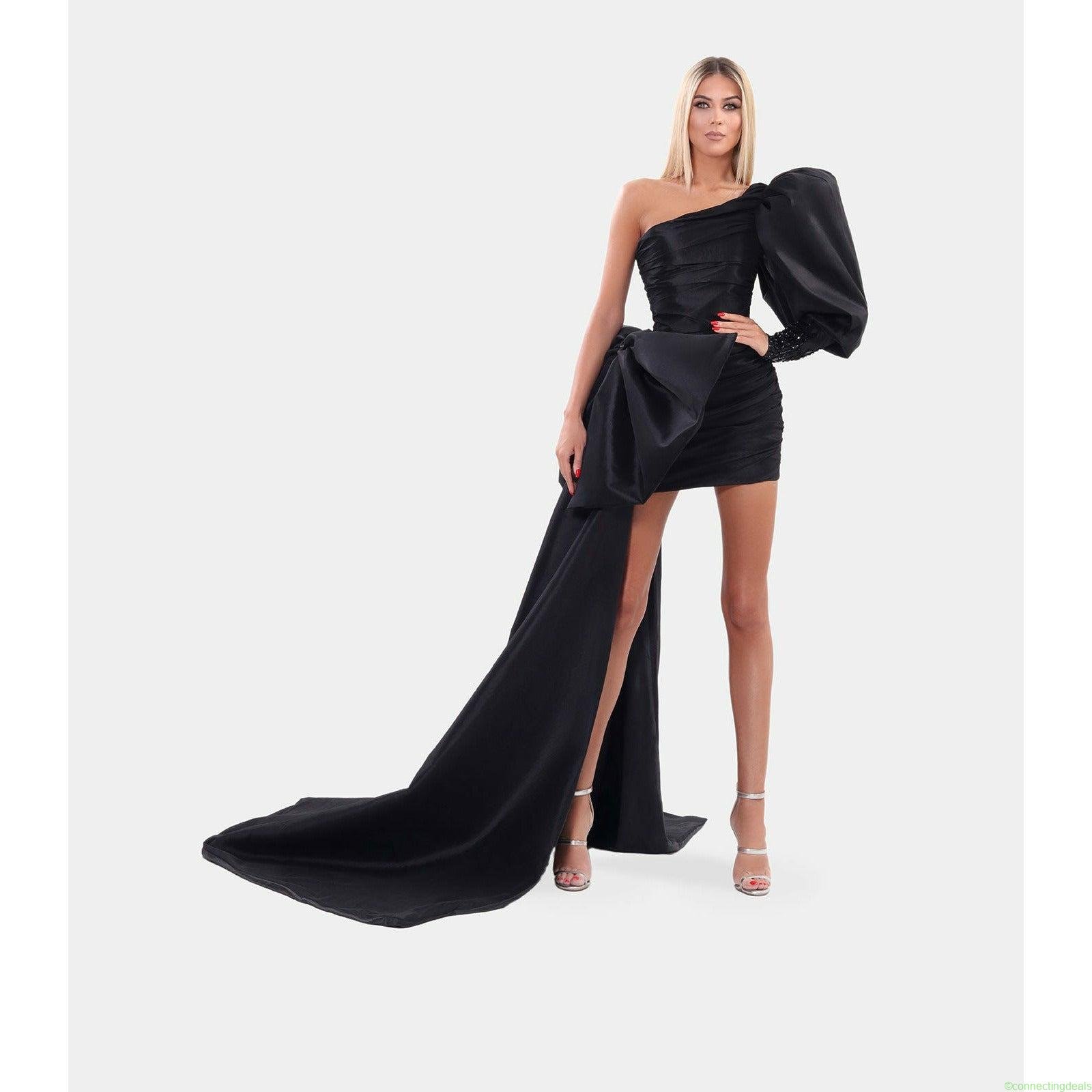 Long Ribbon one sleeved dress