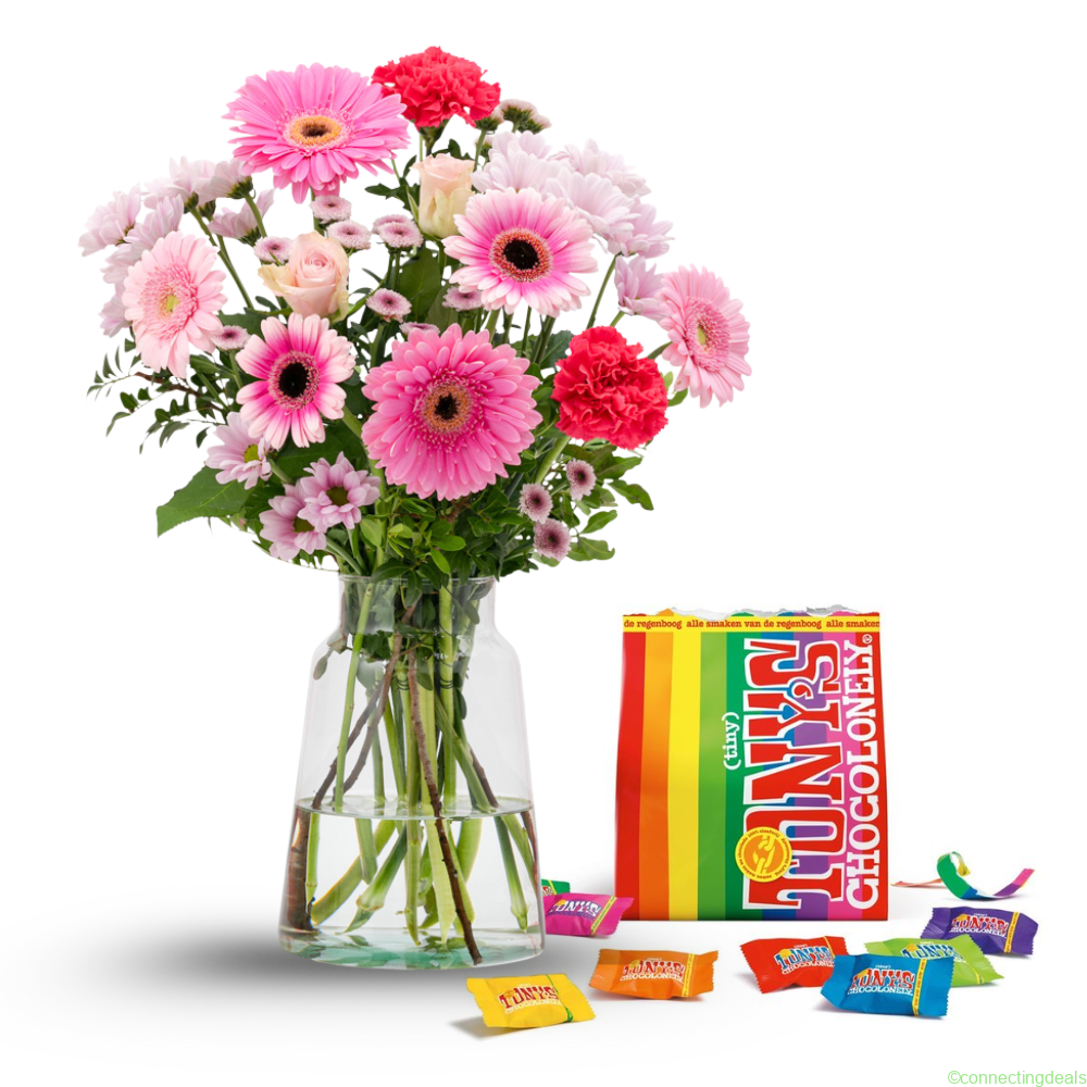 Tonys Chocolonely Boeket Zacht roze Tiny