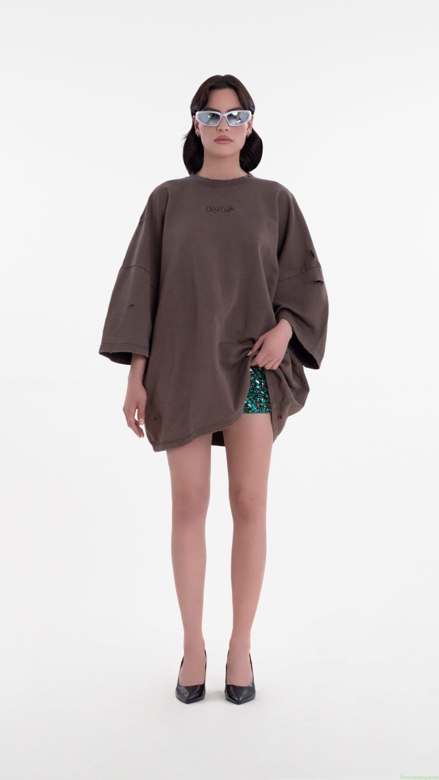 Unisex Brown Distressed T-Shirt