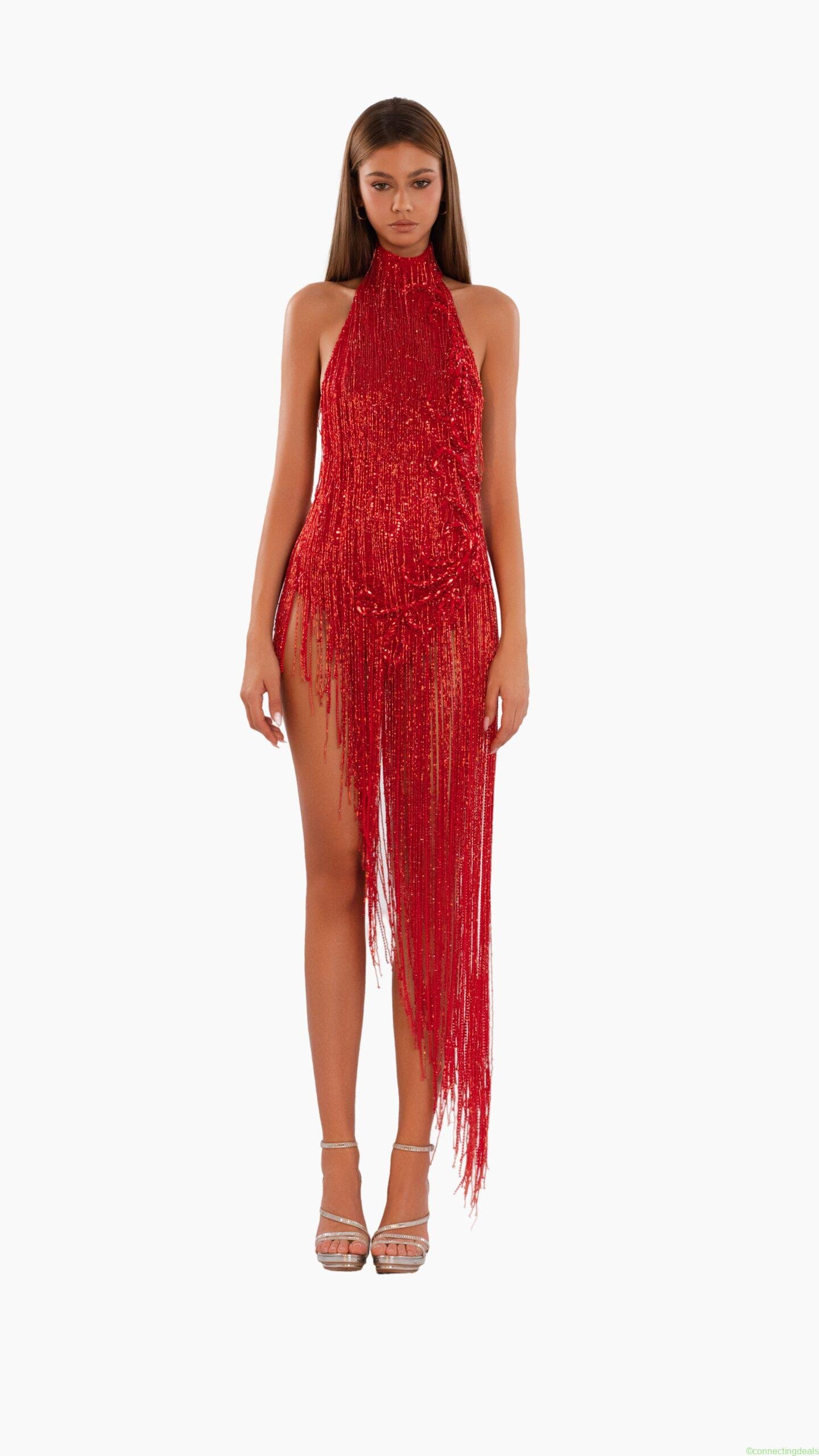 free ads Crimson Cascade Dress