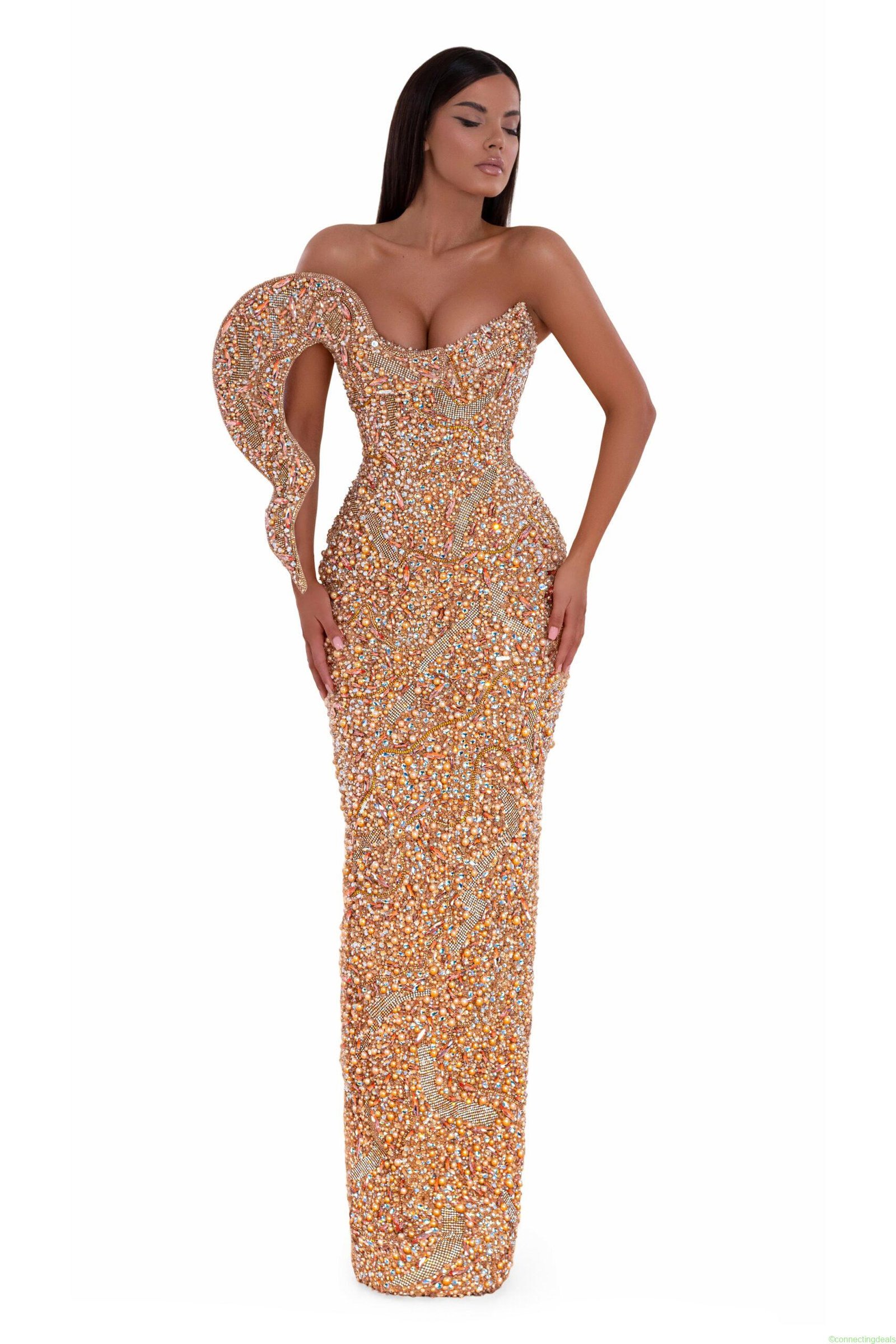 free ads Long Dress With Unstructured Sleeve