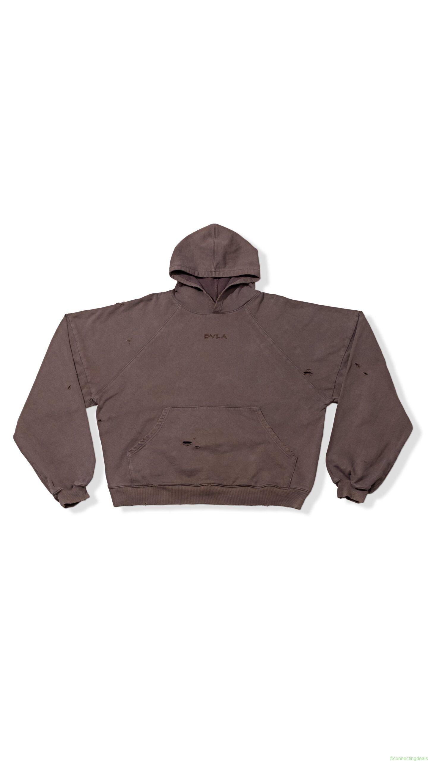 Unisex Brown Distressed Hoodie