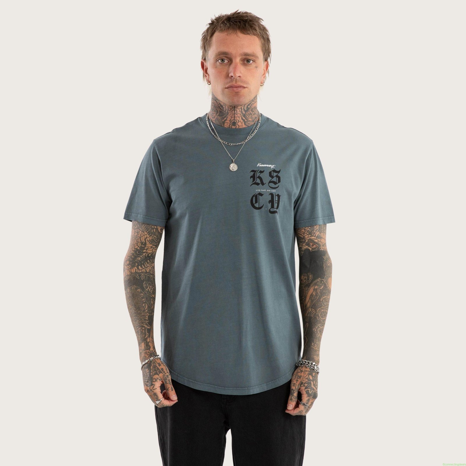 Black Letter Dual Curved Tee Pigment