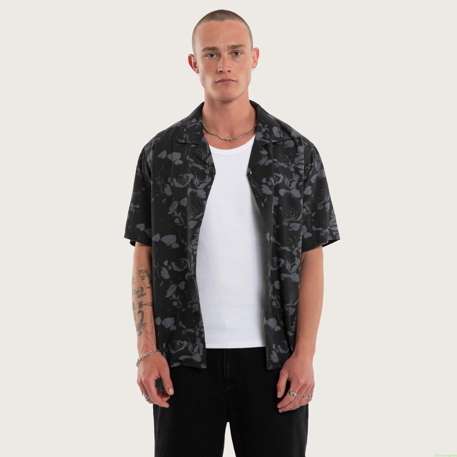 Thorn Button Up Shirt Black Print