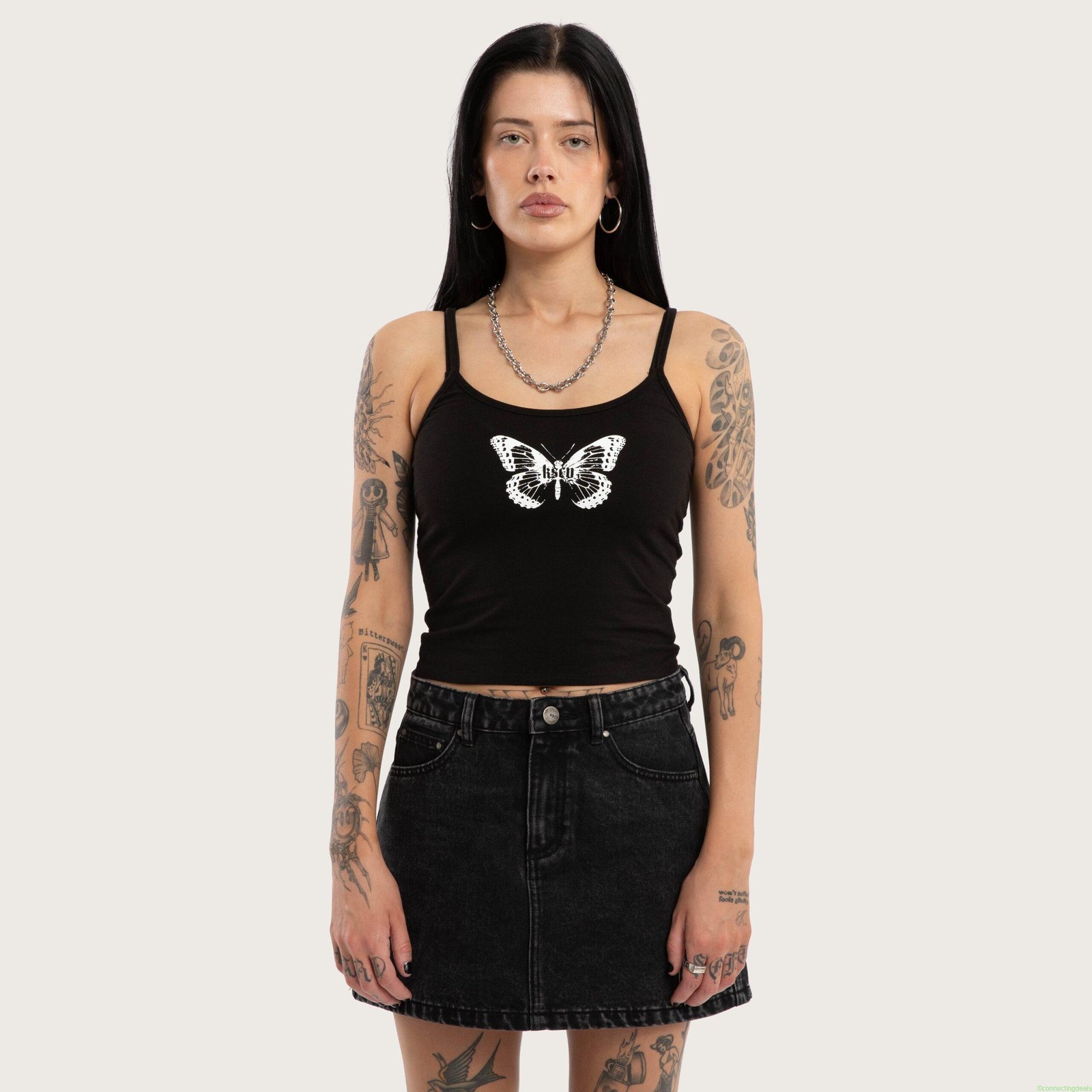 Butterfly Crop Cami Jet Black