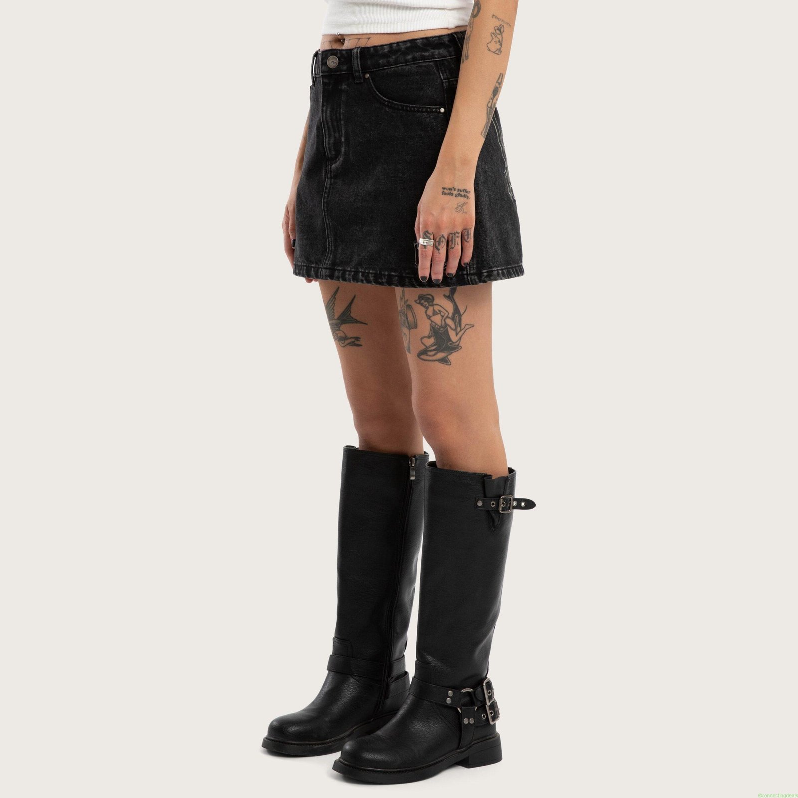 Thora Denim Skirt Washed Black