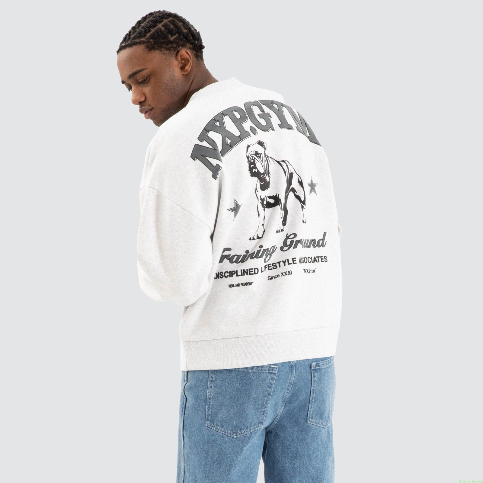 Brawler Box Fit Sweater Snow Marle Grey