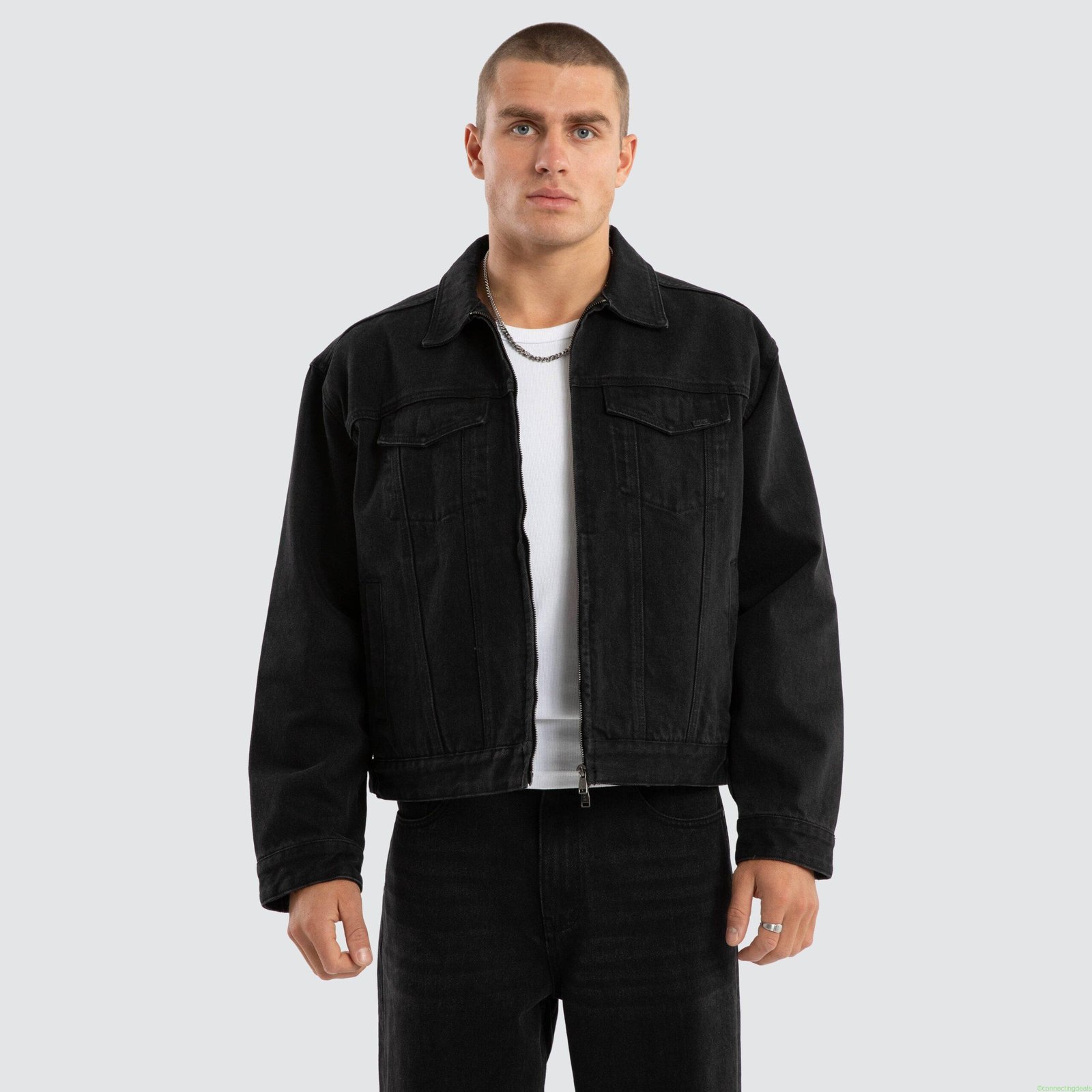 Divide Denim Jacket Jet black