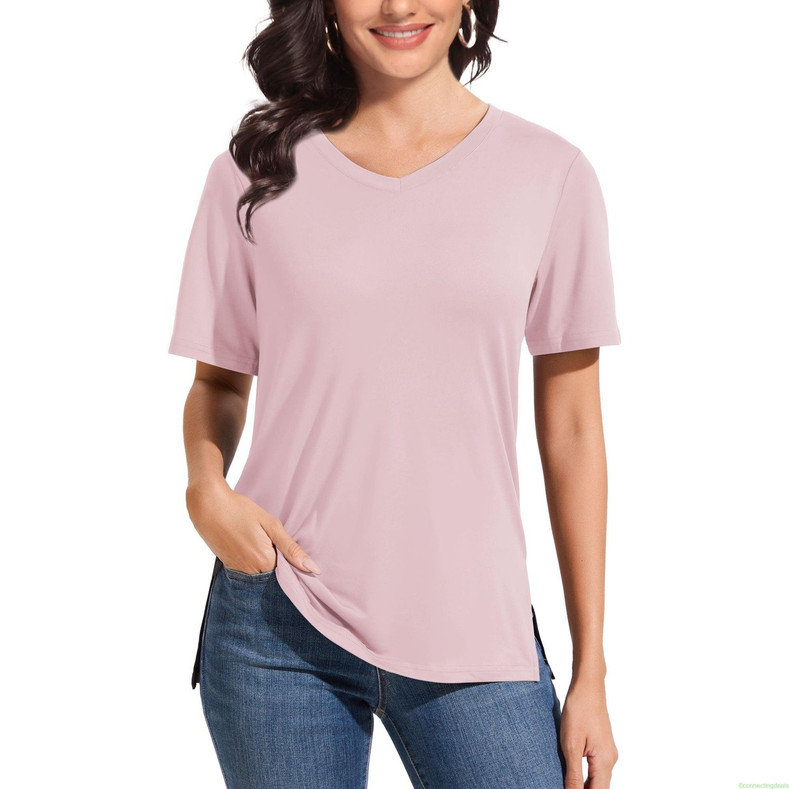SHOWITTY Comfy V-Neck Short Sleeve Tee –