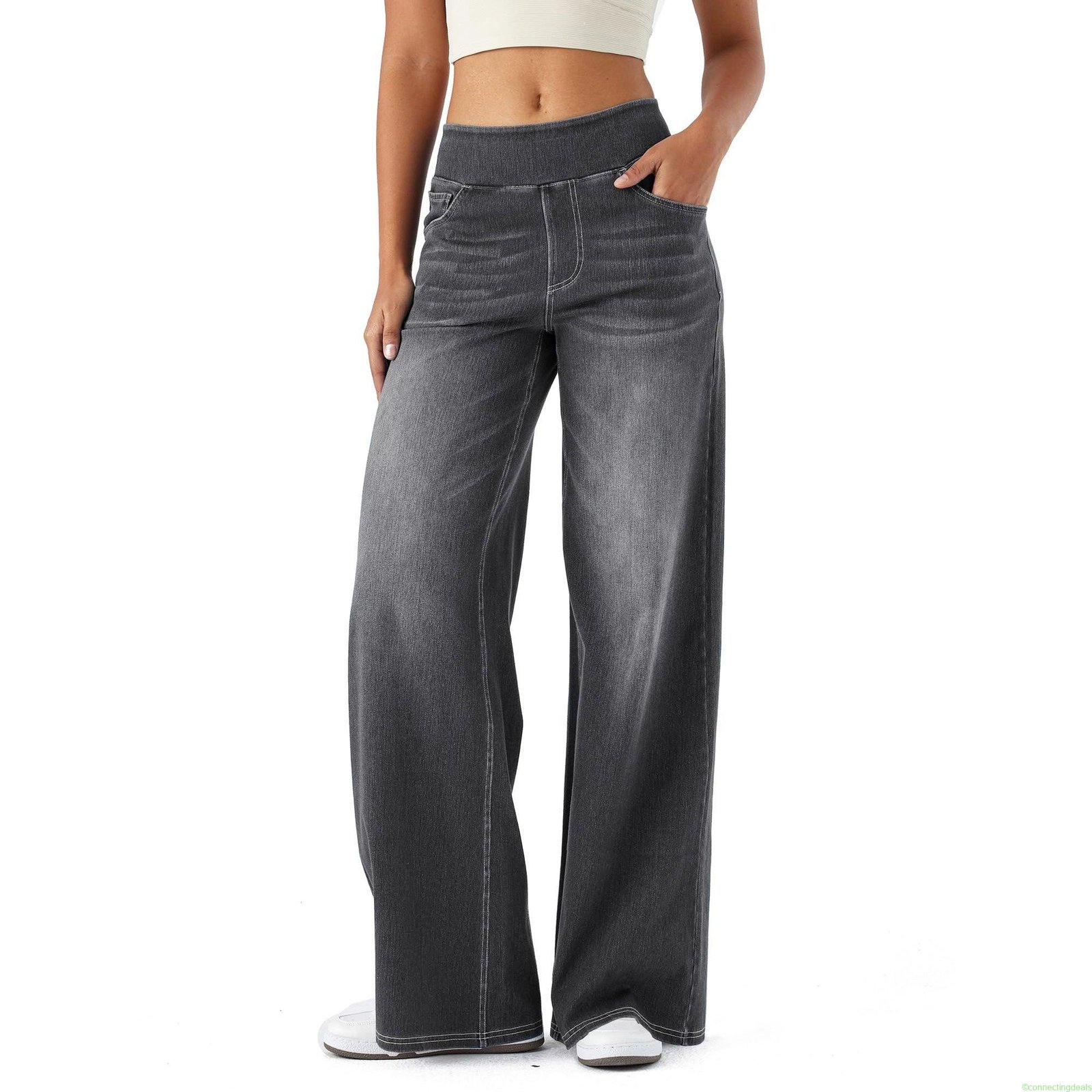 SHOWITTY Womens High-Waisted Wide-Leg