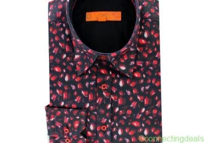 claudio-lugli-womens-black-red-pomegranate-print-cotton-shirt-size-10-rare-8578474