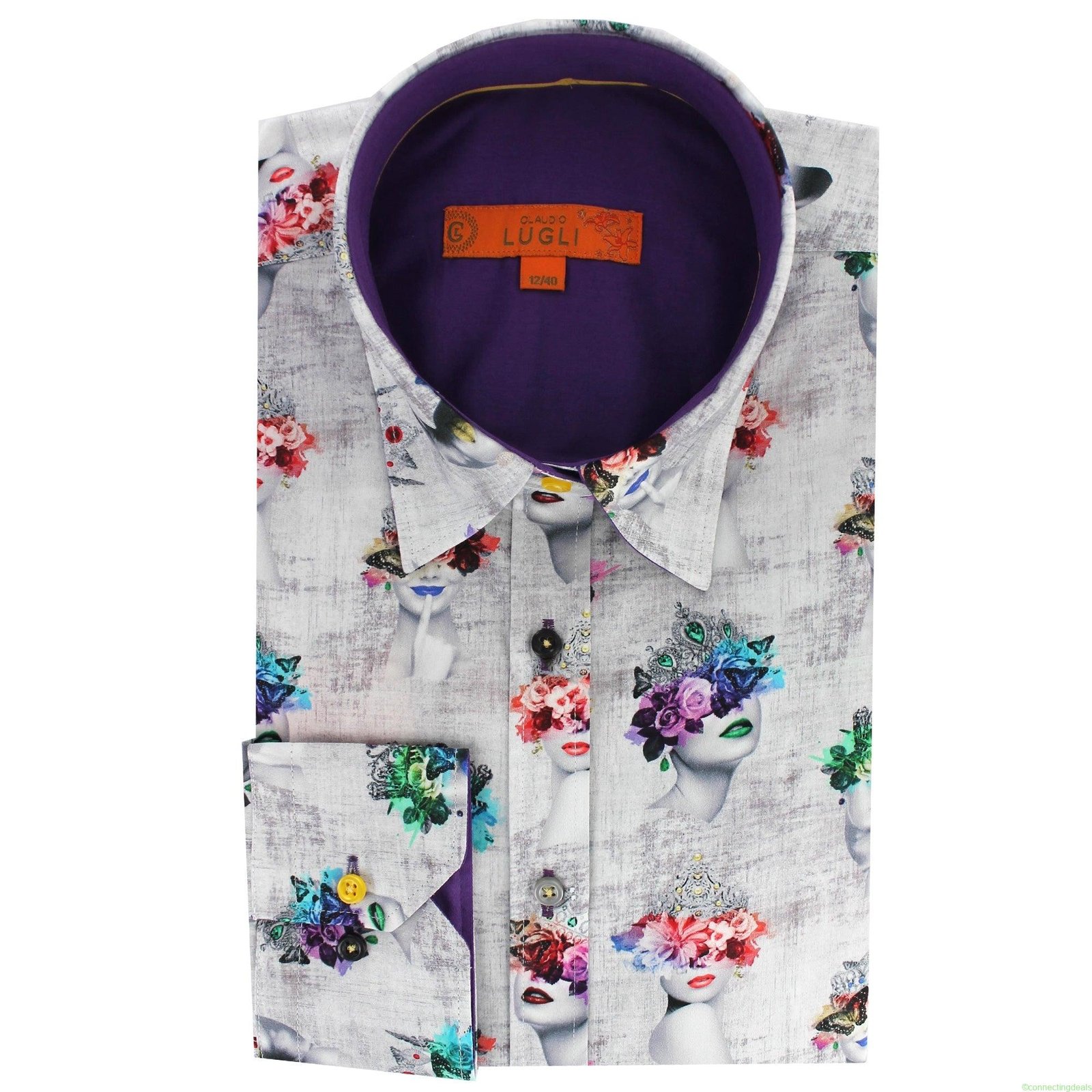 Claudio Lugli Womens Grey Artistic Faces