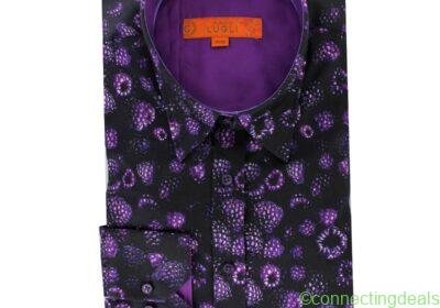 claudio-lugli-womens-purple-raspberry-print-satin-cotton-shirt-size-10-rare-1724008