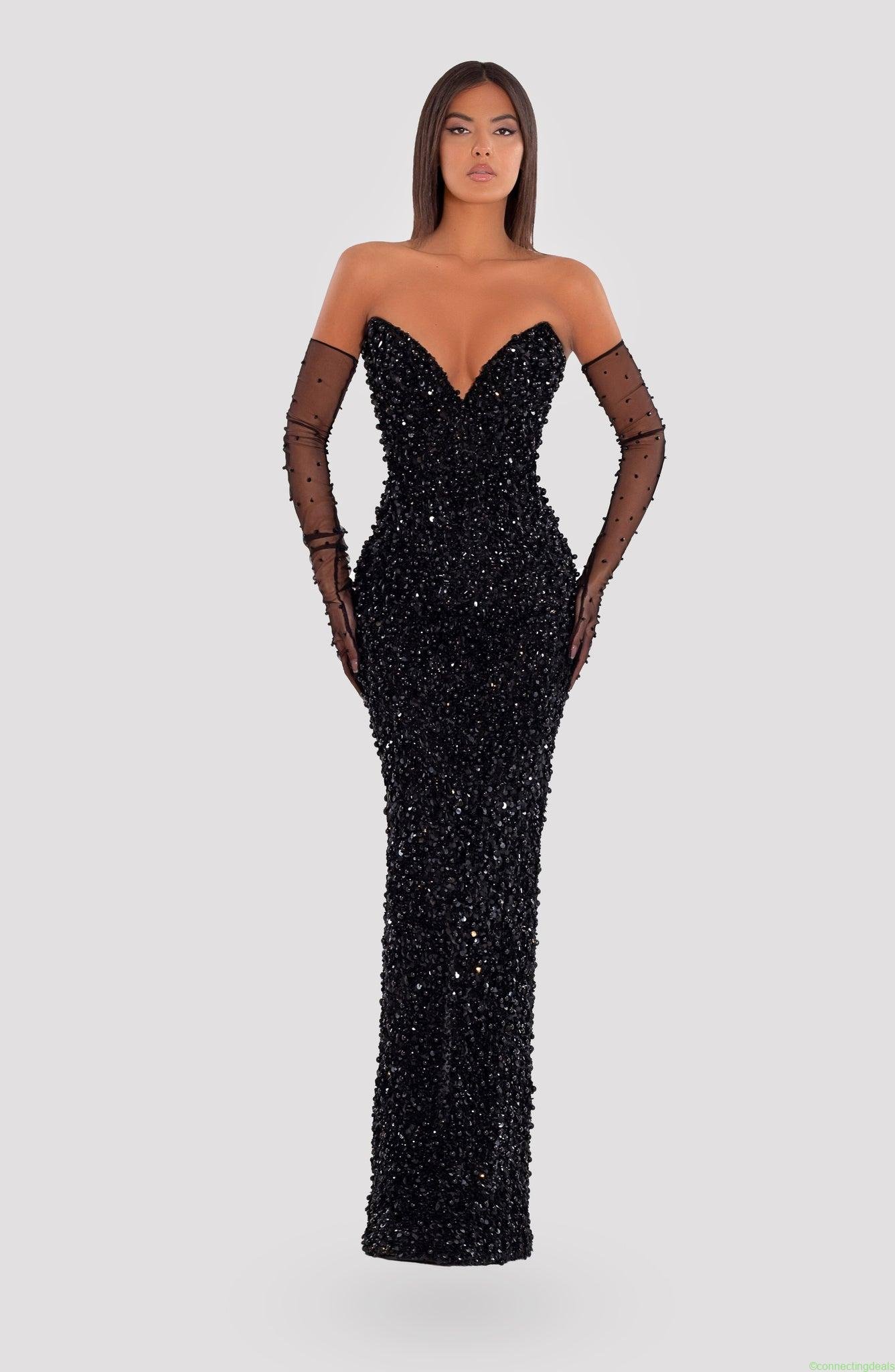 Corset Black Dress With Crystals