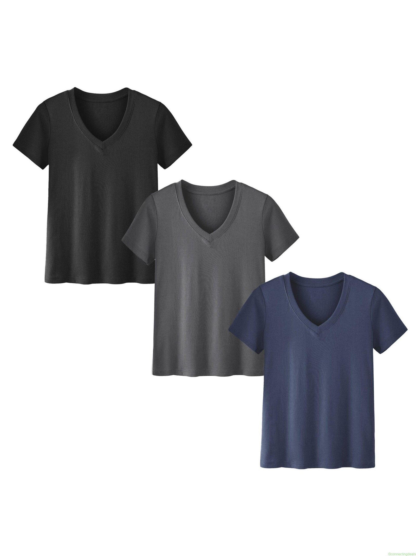 SHOWITTY 3-Pack Plus Size V-Neck T-Shirts