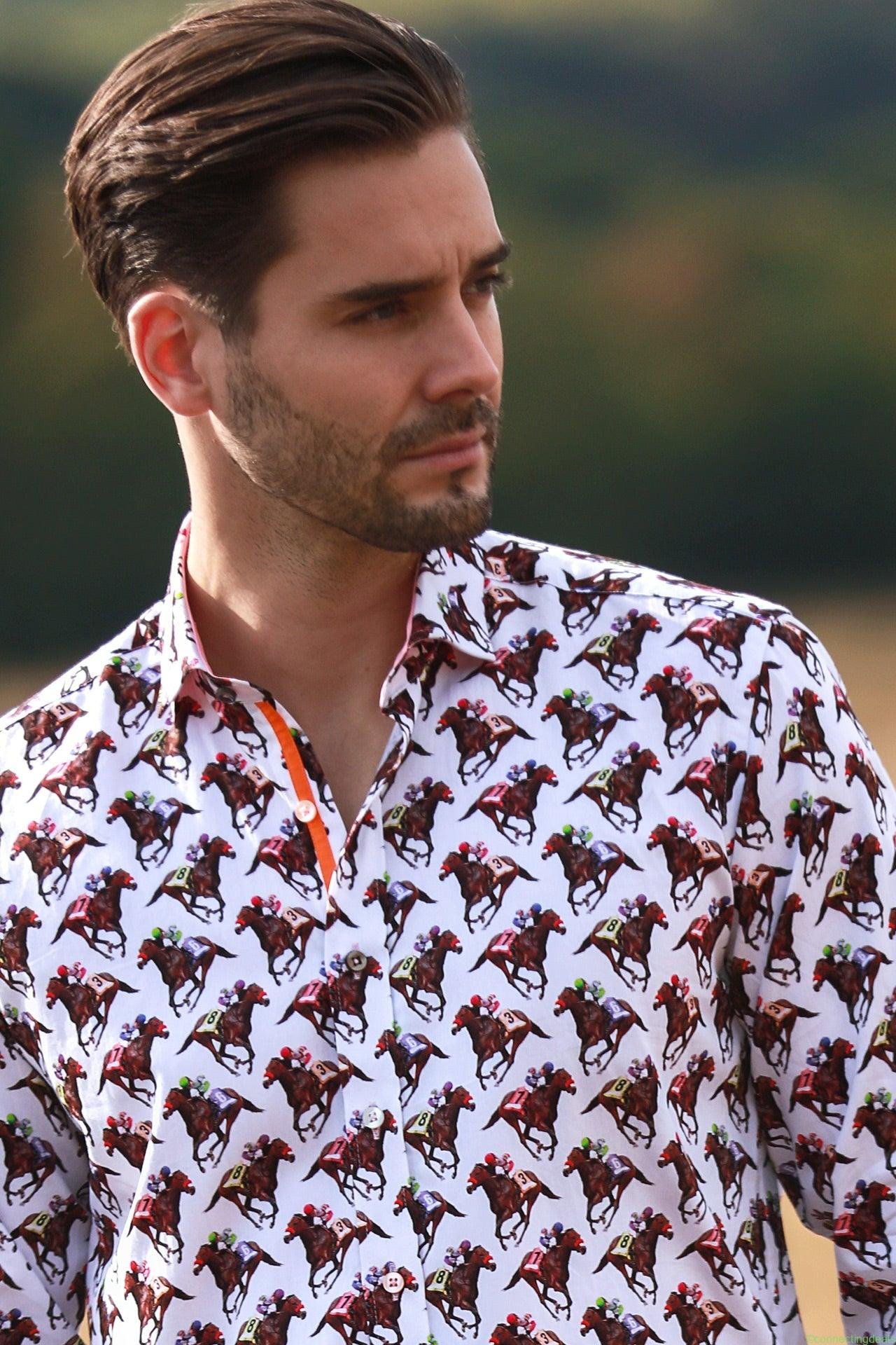 free ads HORSE RACE PRINT SHIRT