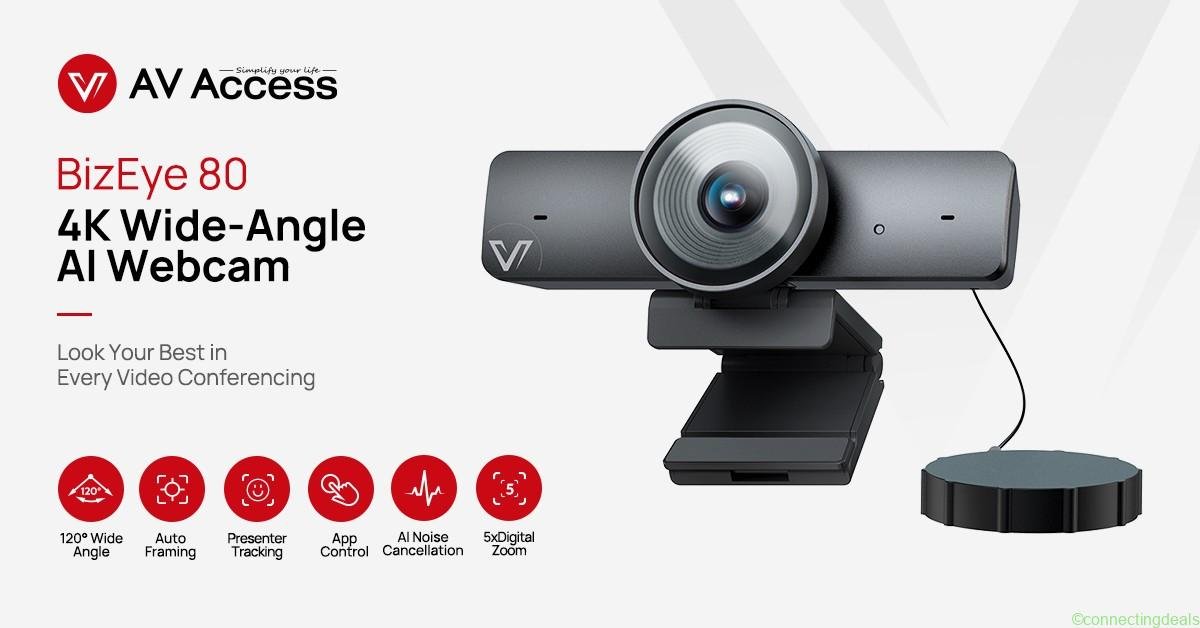 AV Access BizEye80 4K AI Webcam w/ 120° Wide
