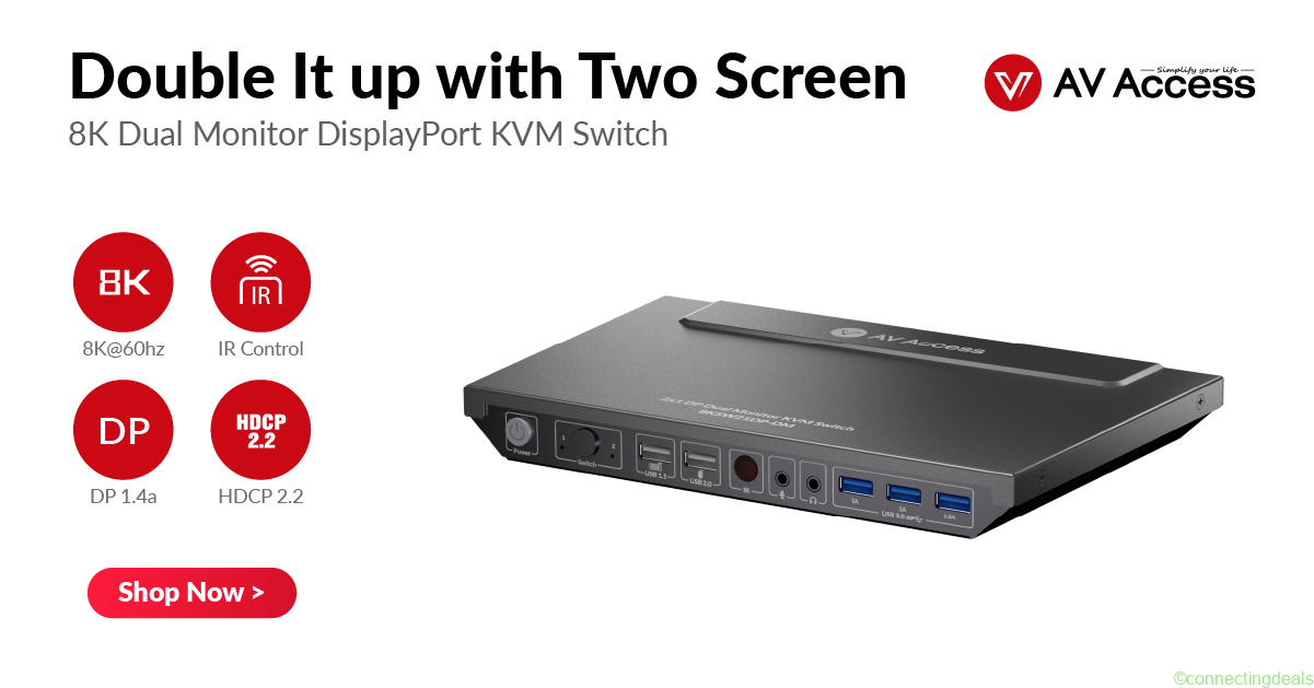AV Access 8KSW21DP DM 8K DisplayPort KVM Switch