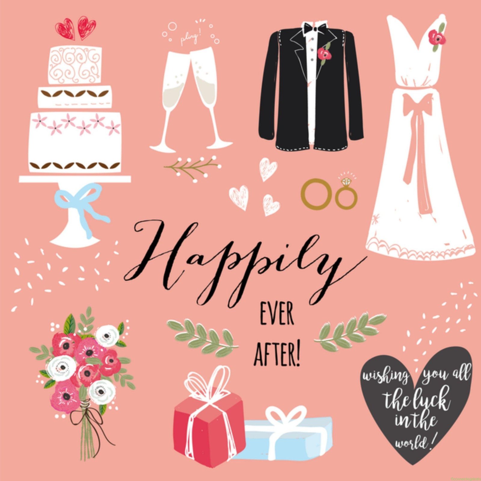 Tsjip Huwelijkskaart Taart Champagne Giant