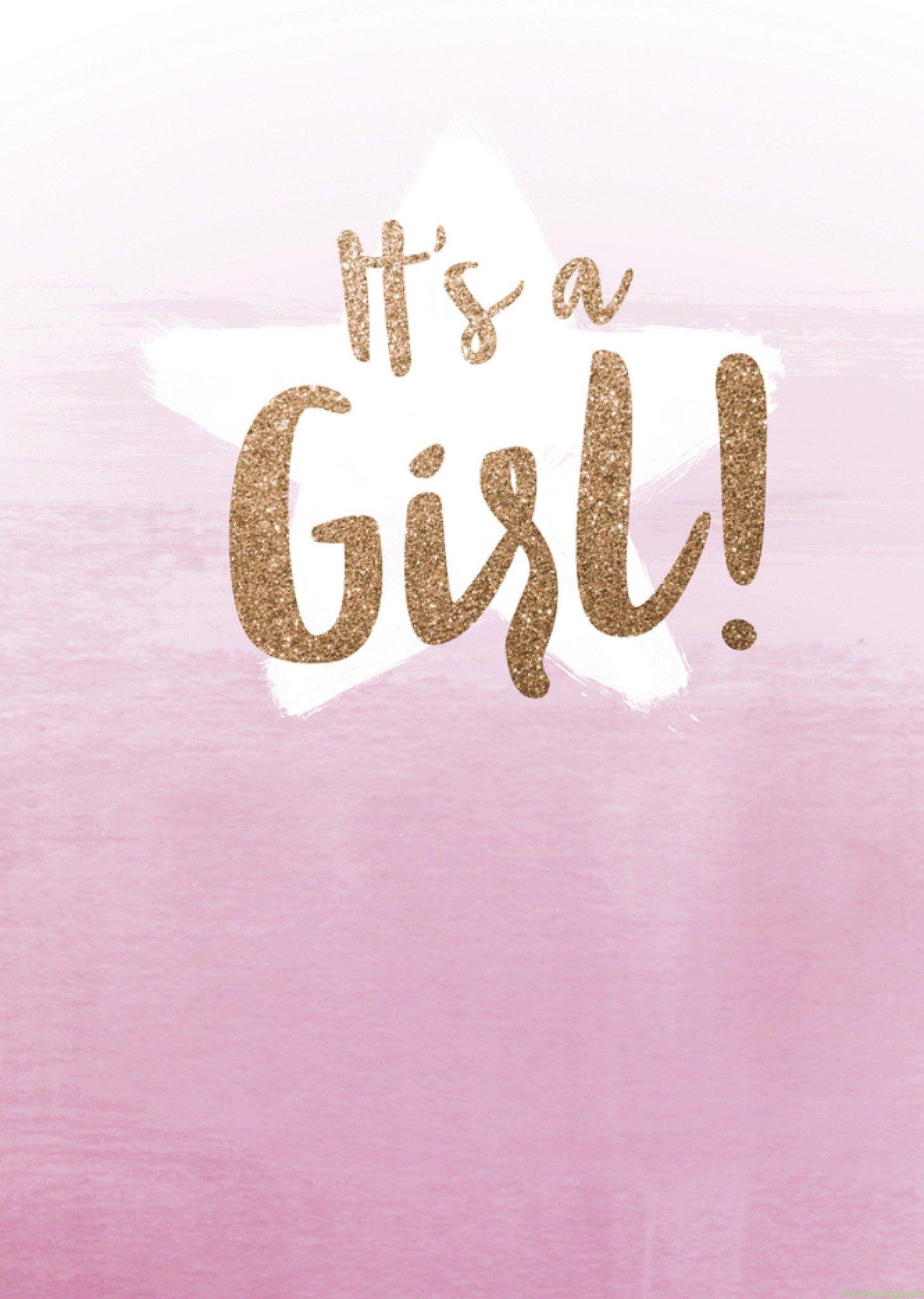 UK Greetings Geboortekaart roze Giant