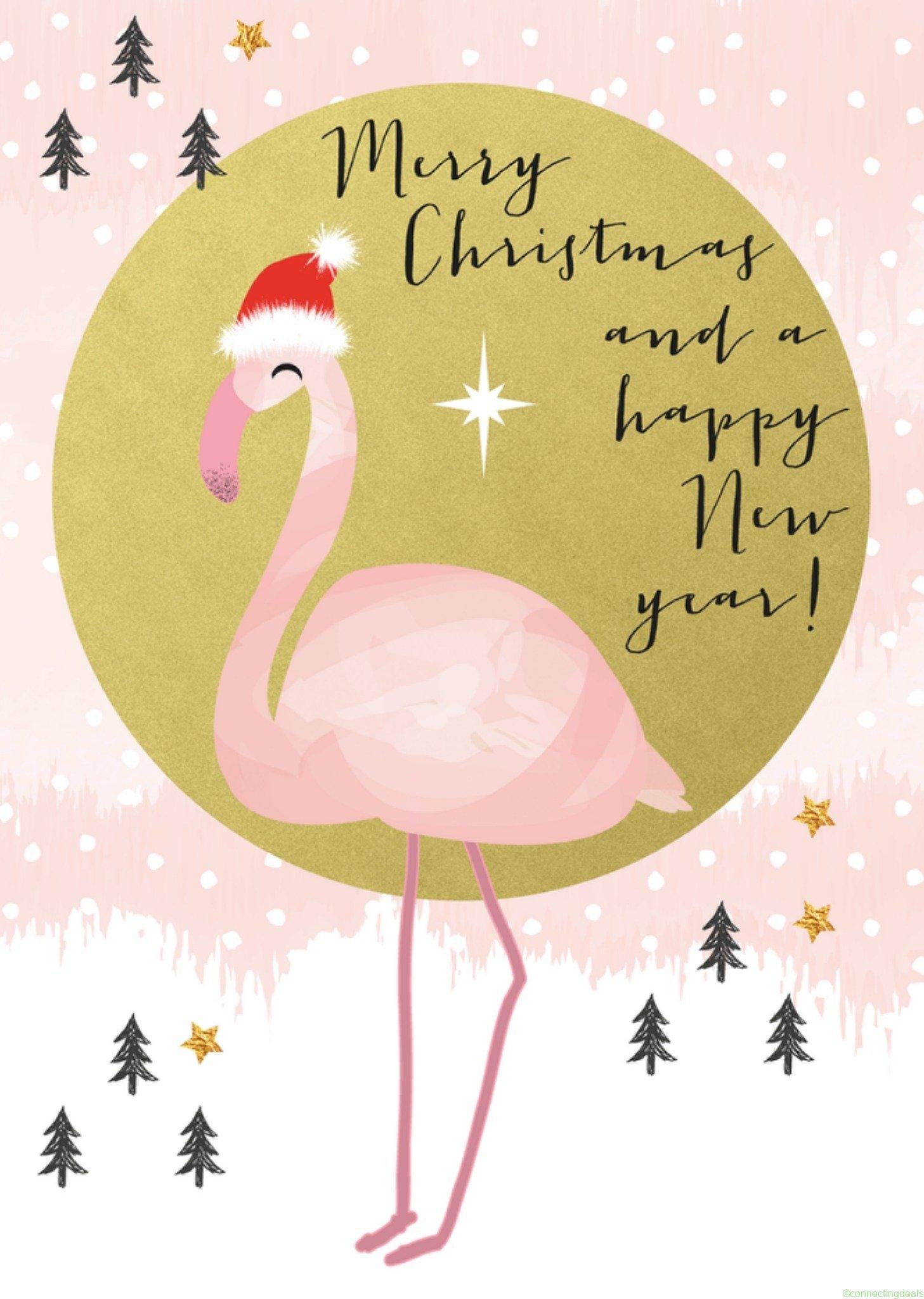 Tsjip Kerstkaart flamingo goud Postcard