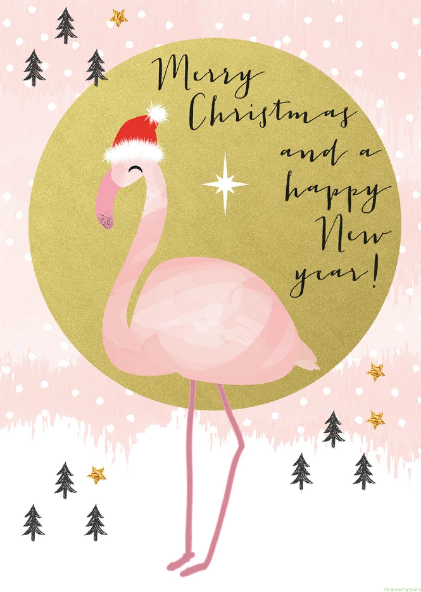 Tsjip Kerstkaart flamingo goud Giant