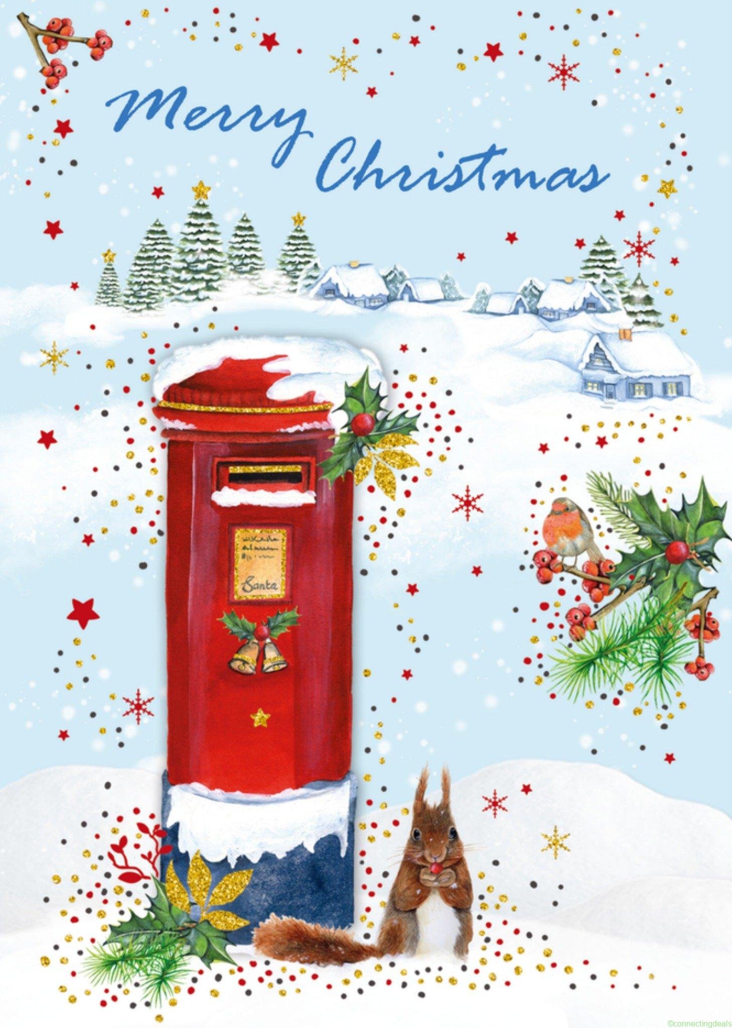 TMS Kerst Sneeuw Eekhoorn Postcard