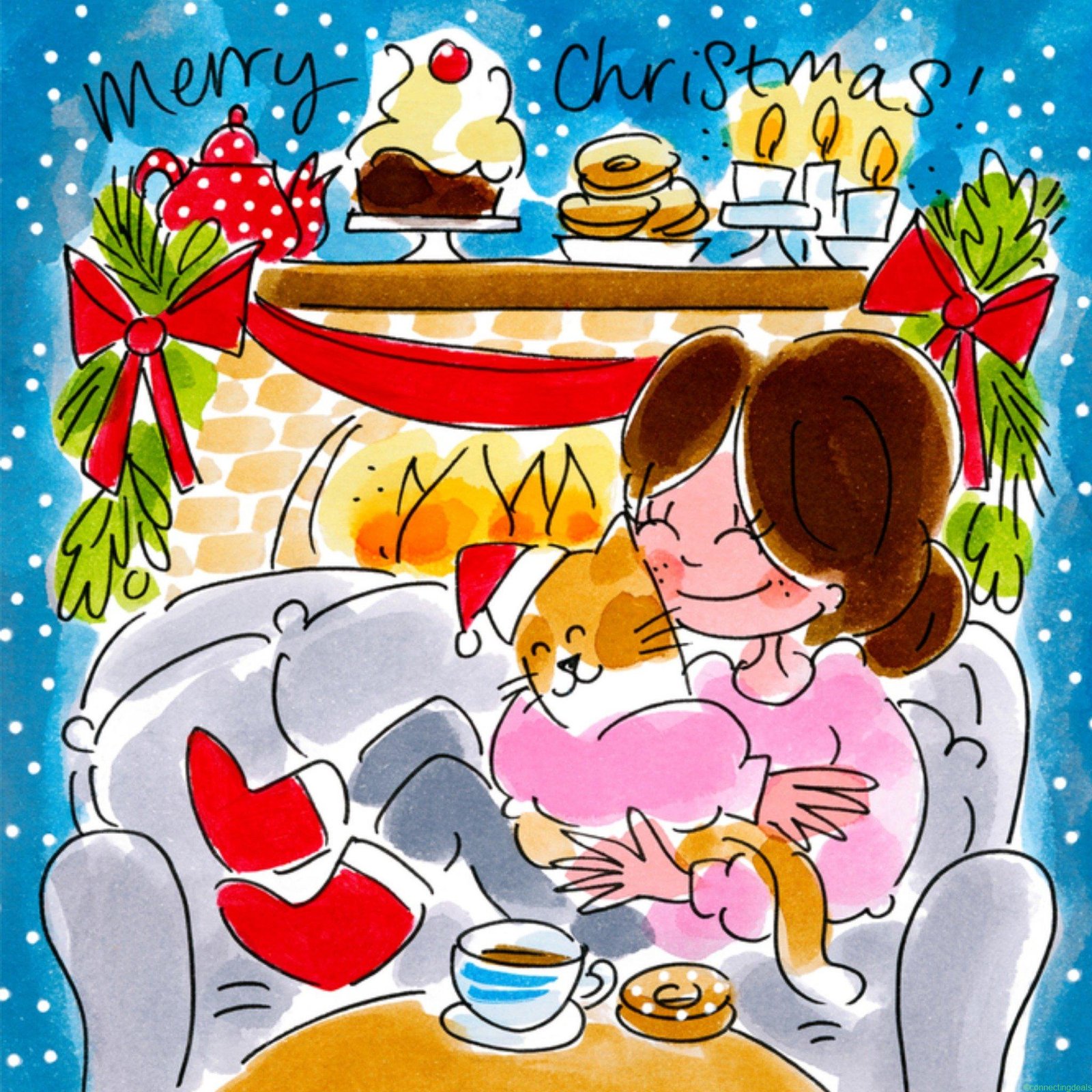 Blond Amsterdam Kerstkaart kat Square