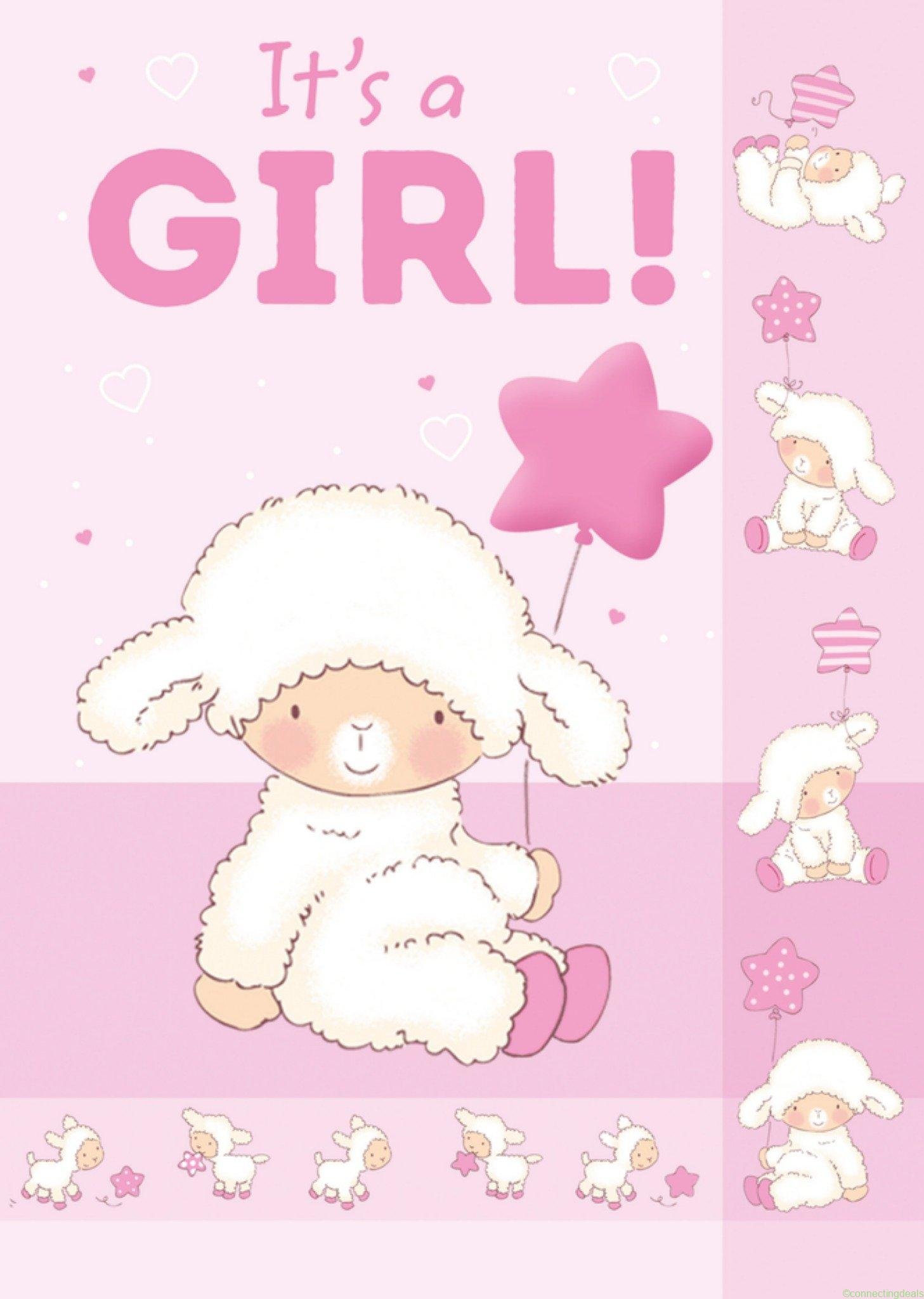 TMS Geboortekaart Meisje Lammetje Standard