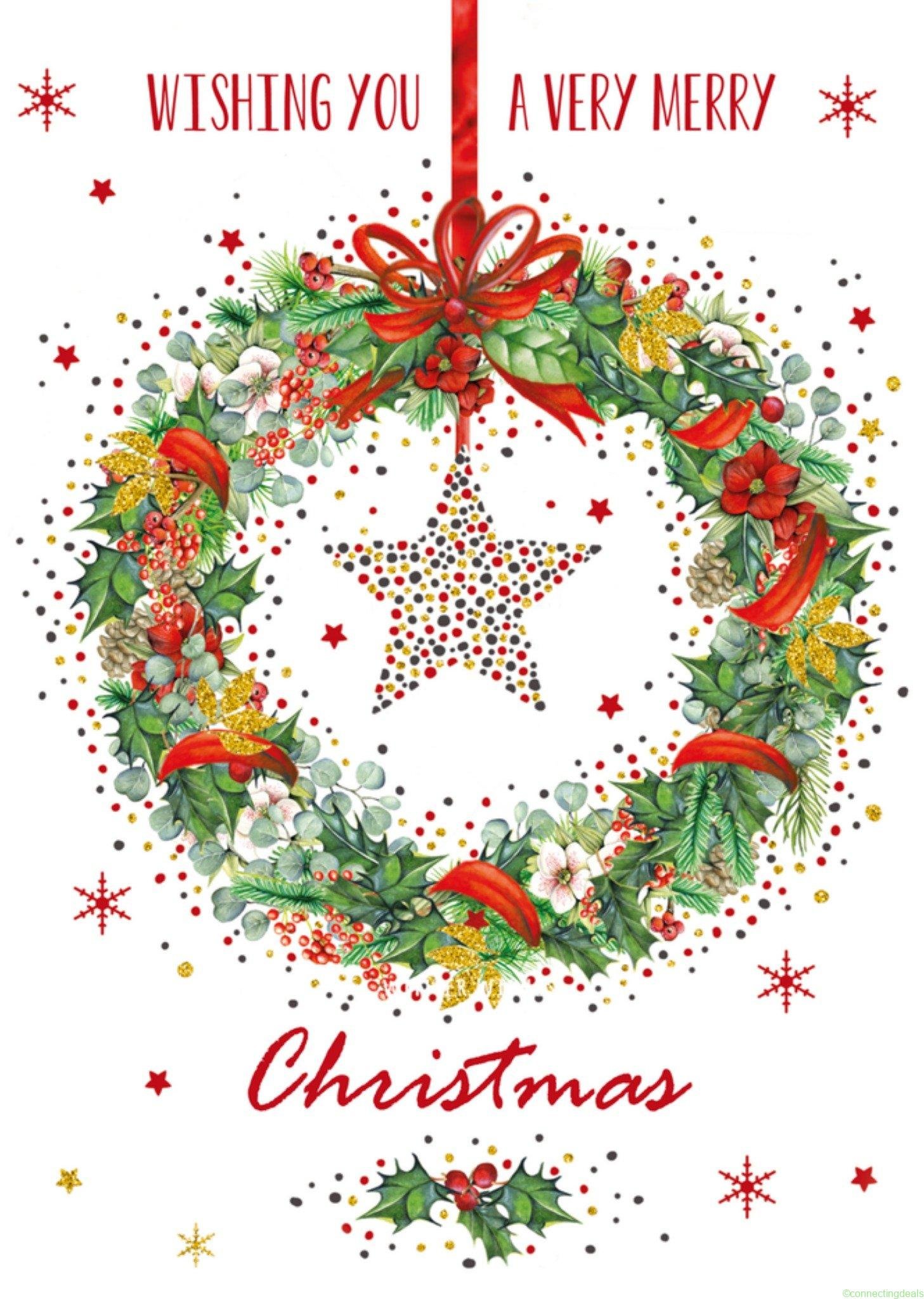 TMS Kerst Kerstkrans Ster Postcard