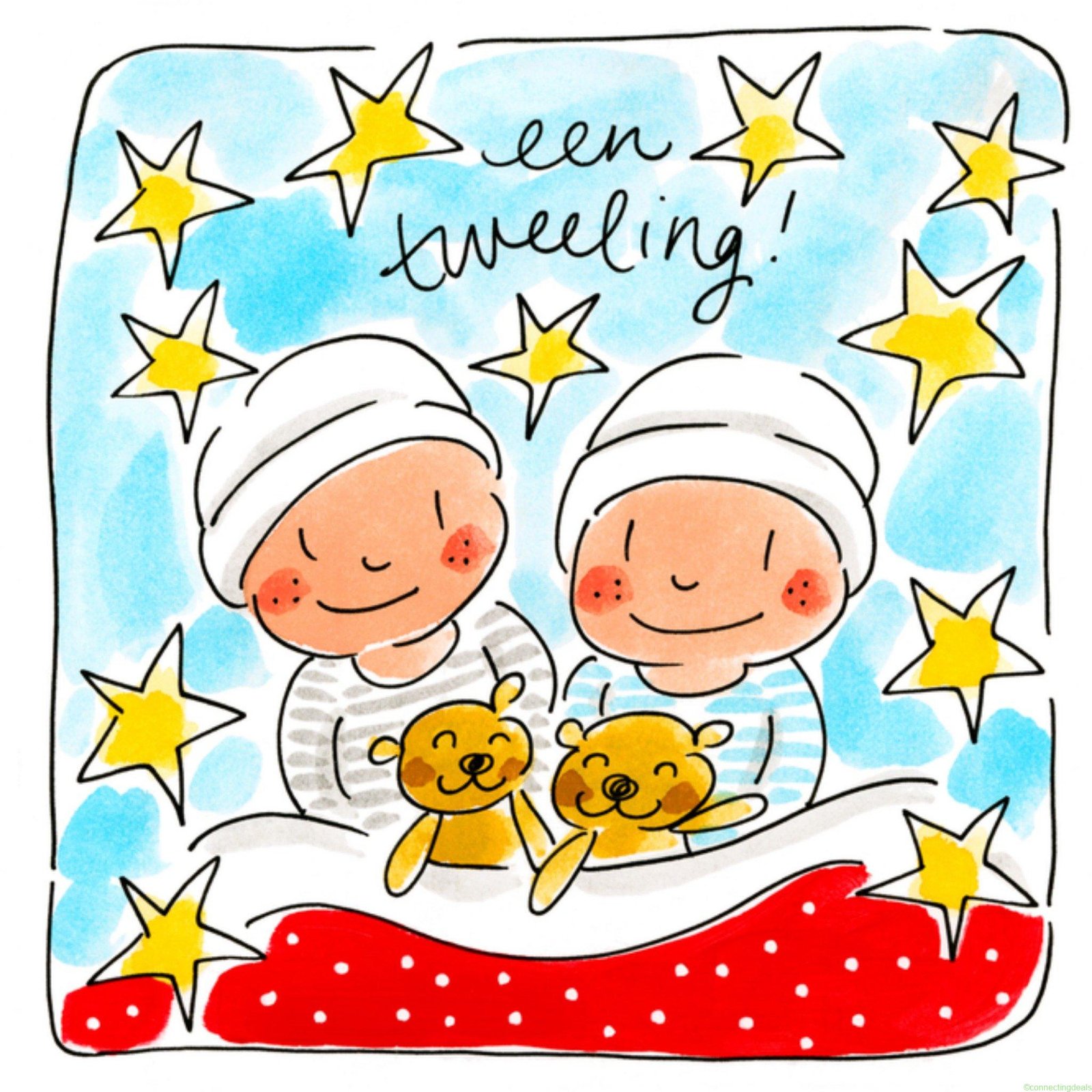 Blond Amsterdam Geboortekaart Tweeling Square