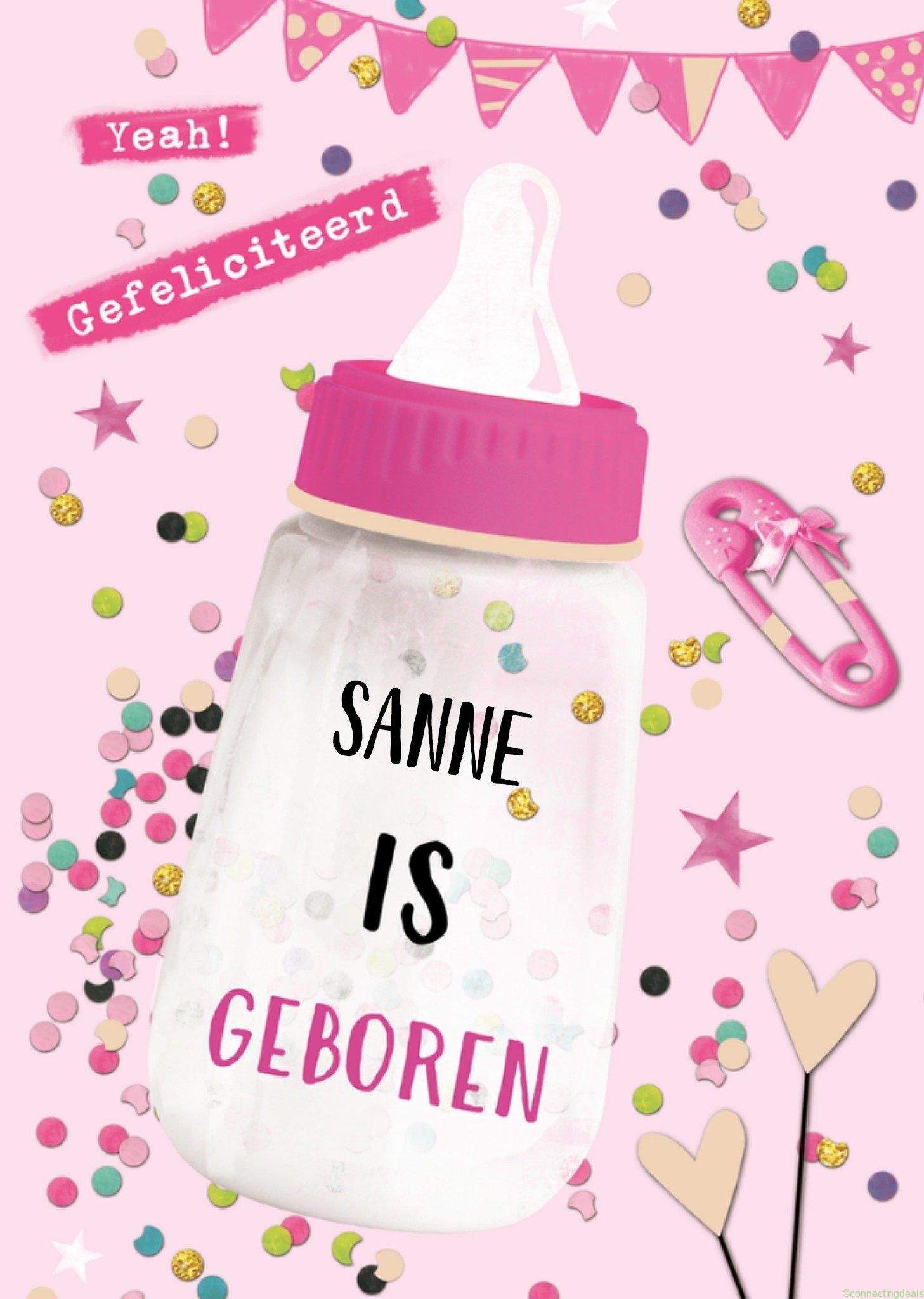 TMS Geboortekaart Meisje Fles Postcard