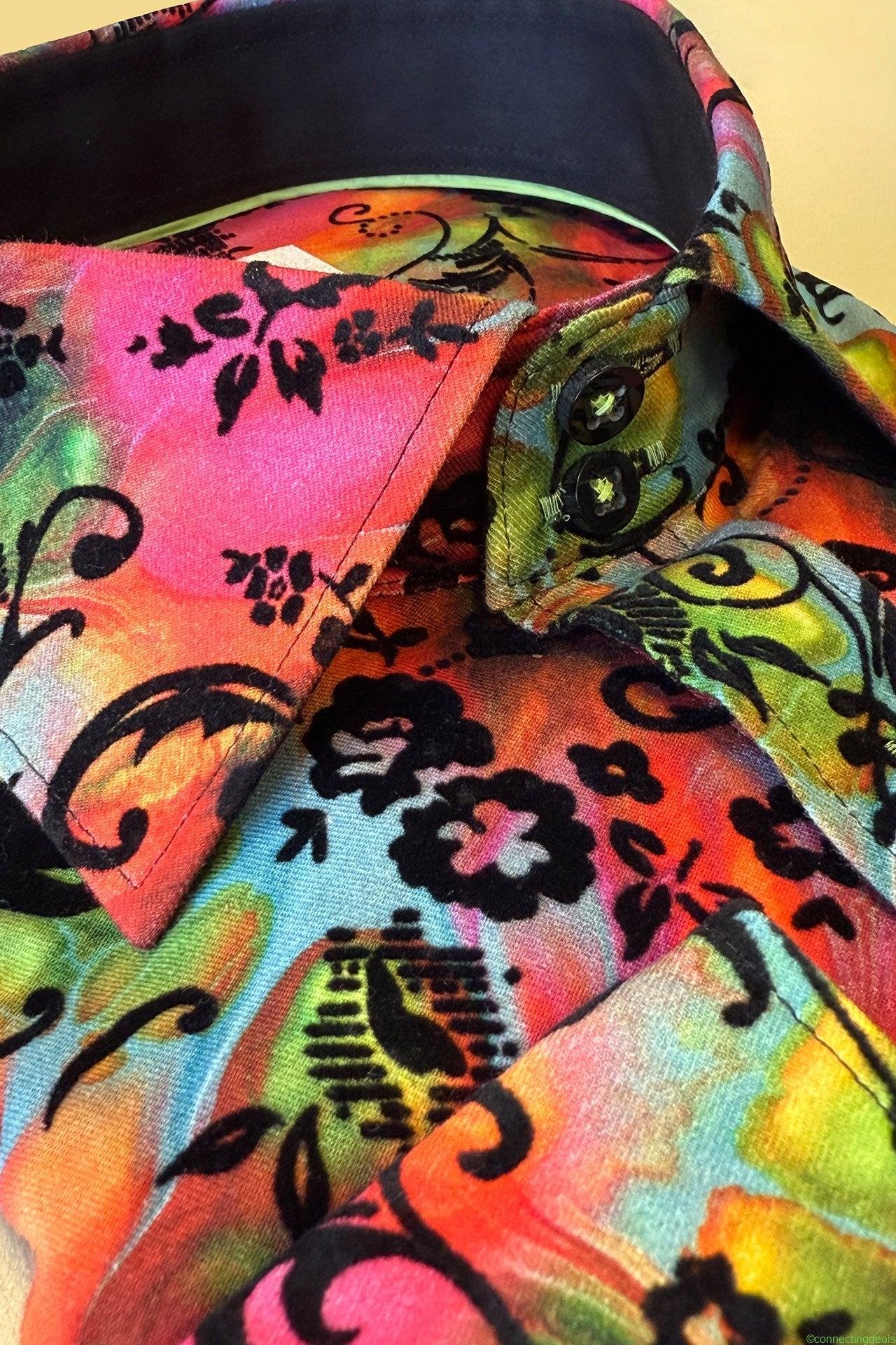 MARBLE TIE-DYE SHIRT WITH FLOCKING