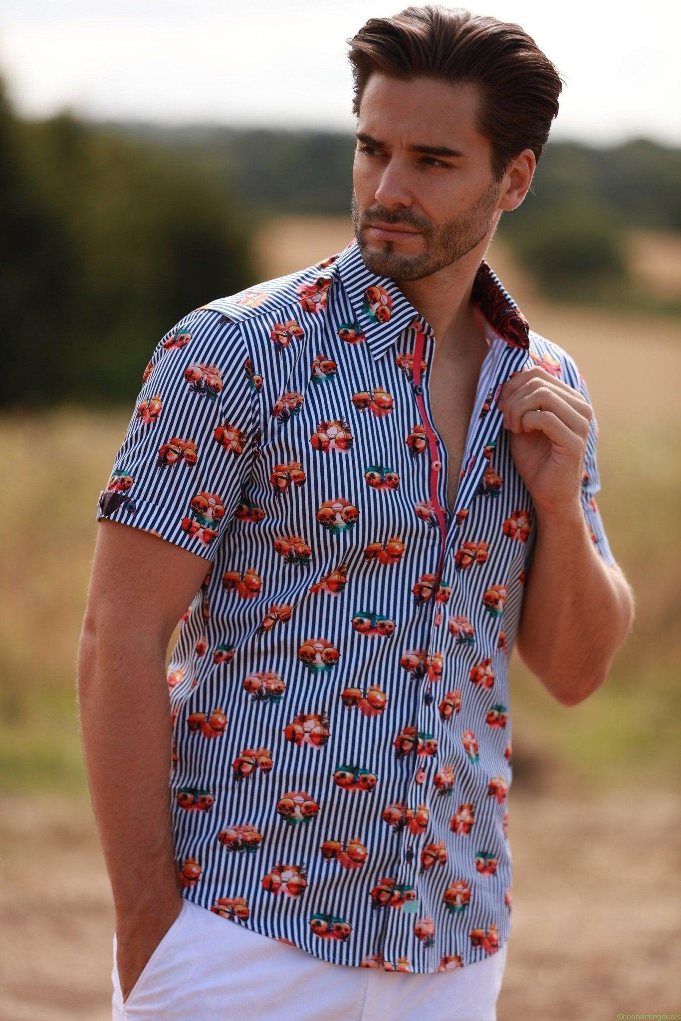 TROPICAL VISIONS STRIPE SHORT SLEEVE