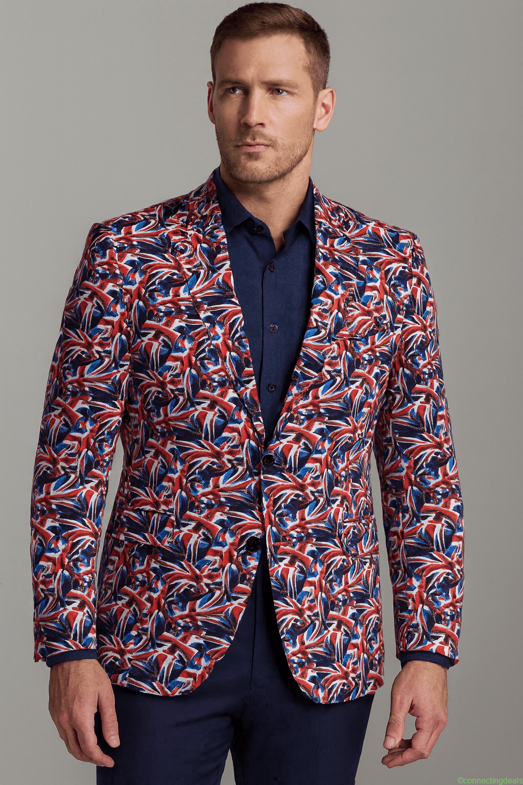 UNION JACK PRINTED FITTED JACKET