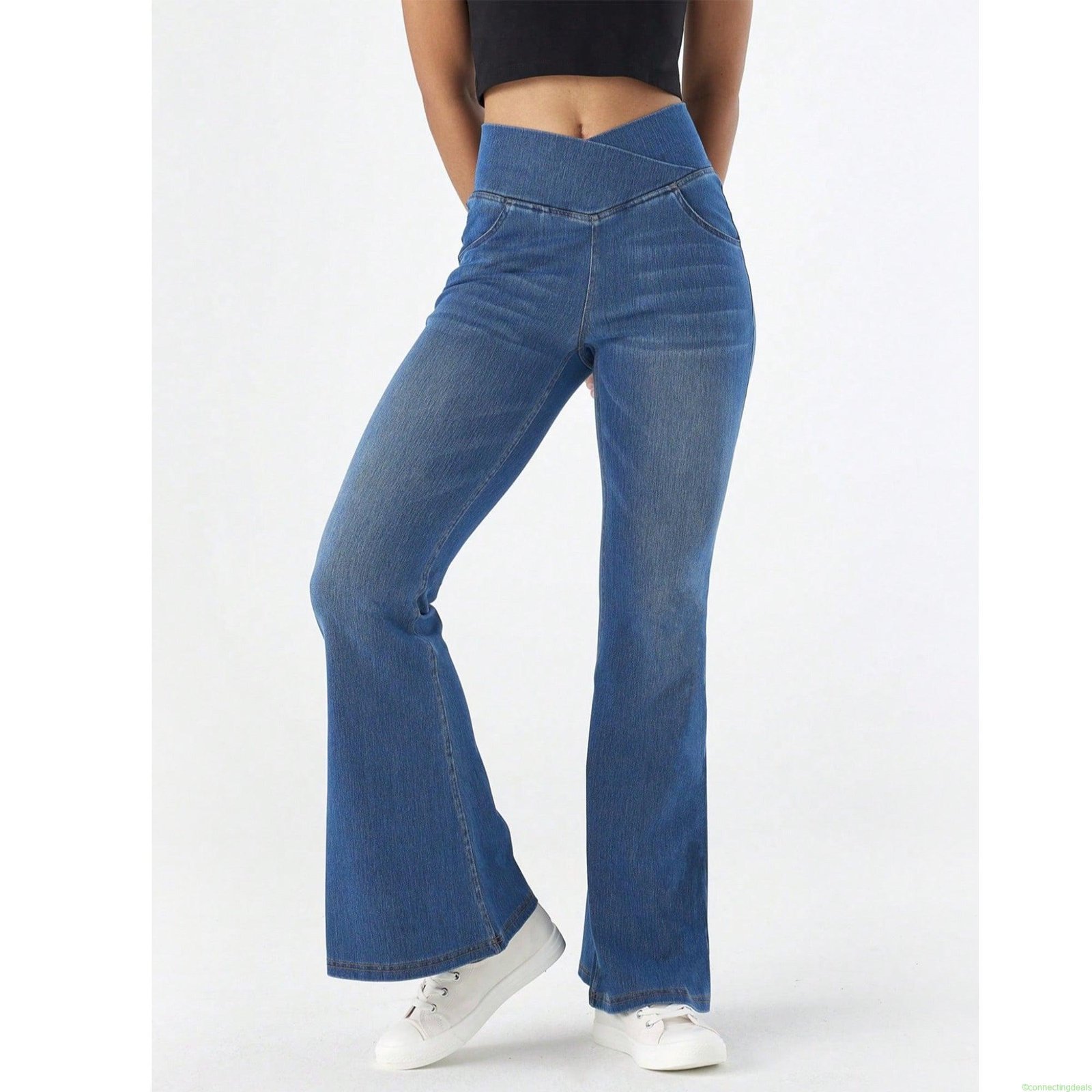 SHOWITTY Womens High-Waisted Wide-Leg Jeans