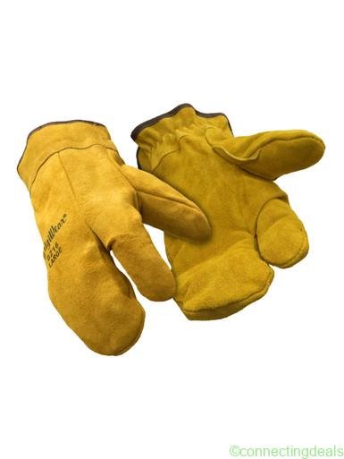 RefrigiWear Three-Finger Leather Mitt Gold XL