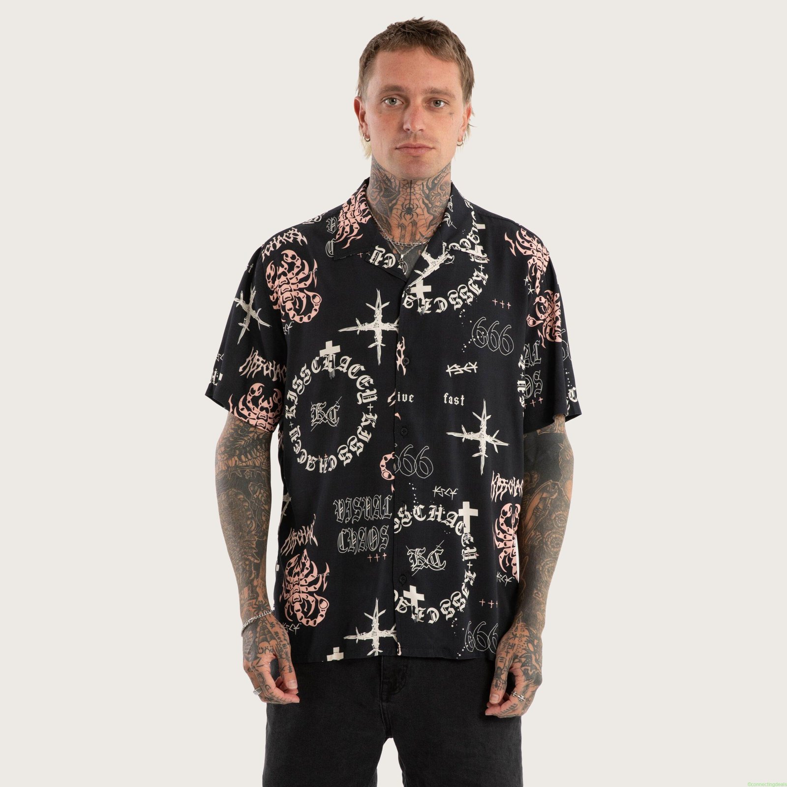 Vegas Resort Shortsleeve Shirt Black Print