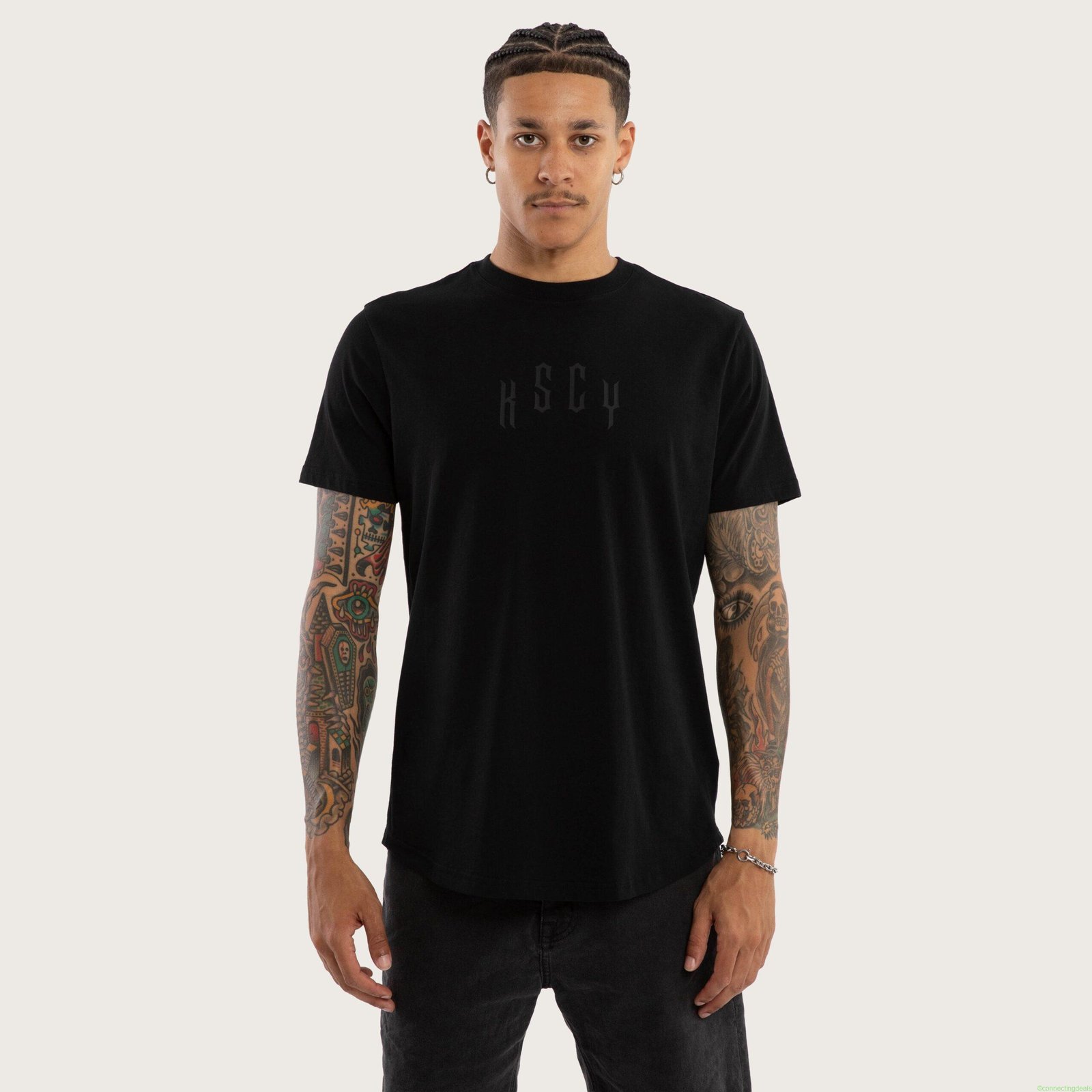Trapped Dual Curved Tee Jet Black